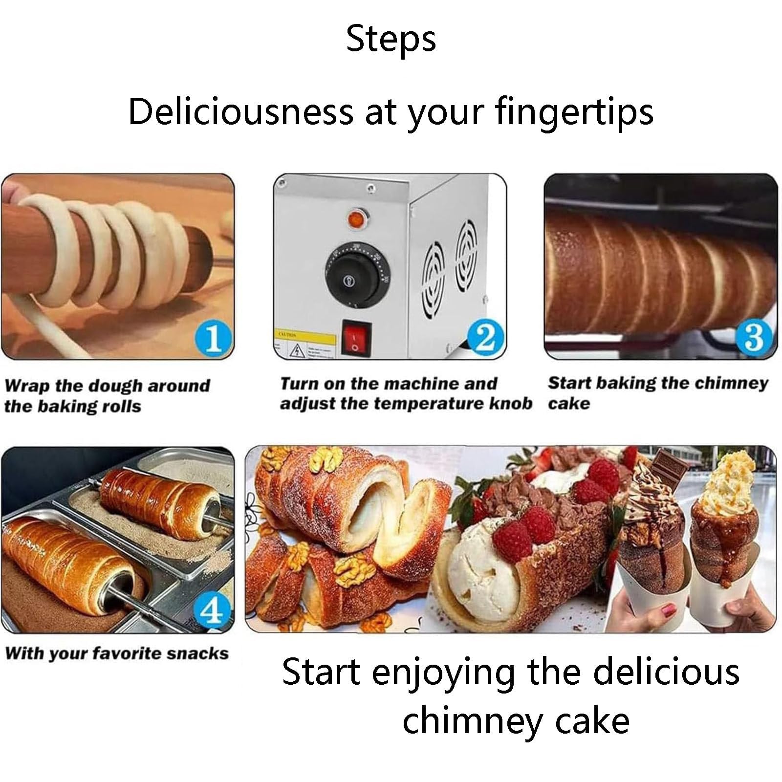 Machine électrique à Gâteaux Cheminée (chimney Cake) Pour Cônes, Four Professionnel Avec 2 Rouleaux En Acier Inoxydable, Température Réglable De 50 °c à 300 °c, Four à Cônes Pour Restaurant