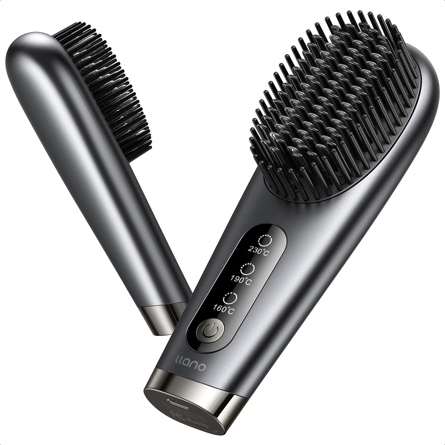 Draadloze stijlborstel, draagbaar, mini-stijlborstel voor reizen, negatieve ionen, warme stijltang voor vrouwen, 6400 mAh, oplaadbaar via USB, 100 m + ionen