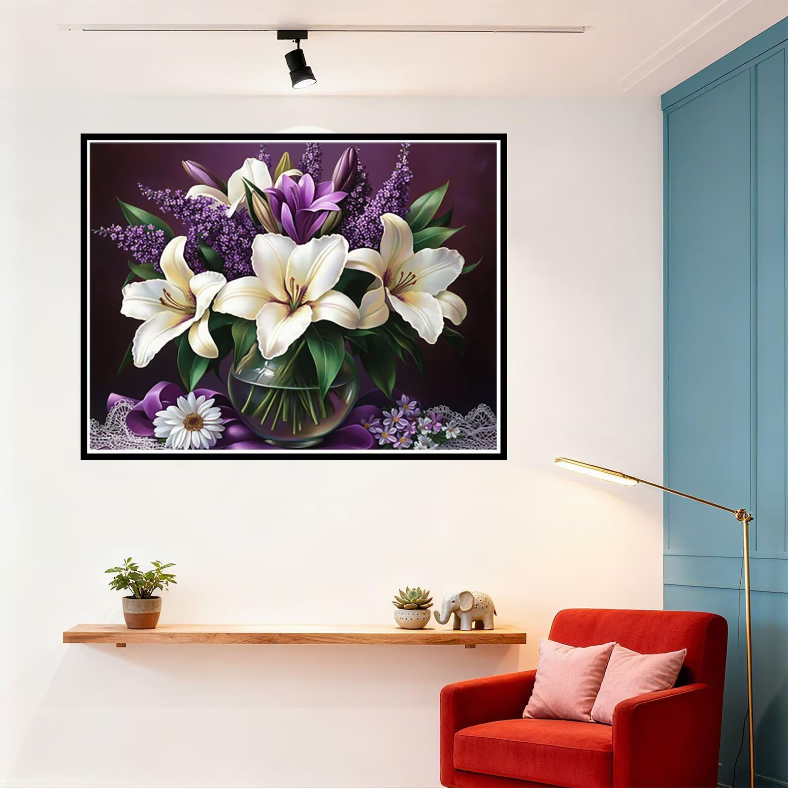 Retro Malen Nach Zahlen Erwachsene Blume Malen Nach Zahlen Kinder ab 7, Set Erwachsene Bastelsachen Kreativ Set für Kinder Geschenke für Männer, Weihnachten Halloween Deko Ohne Rahmen 60x80cm H - 596