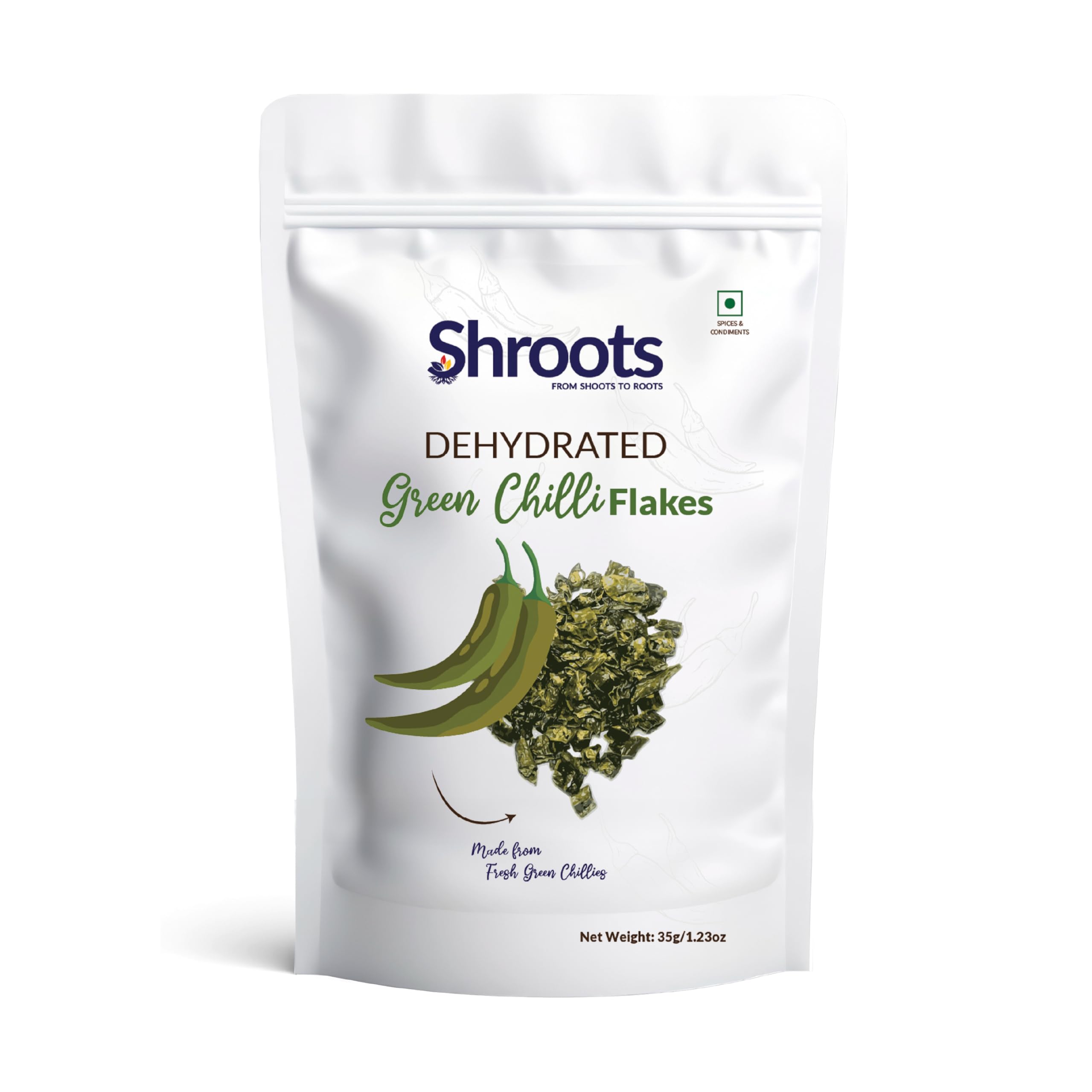 SHROOTS Dehydrated Green Chilli | 100% Natural Dried Green Chilies | Perfect for Cooking, Seasoning and Spice Mixes | 35g Each, (Pack Of 1) (B0DFYSVV7B) Amazon Price History, Amazon Price Tracker