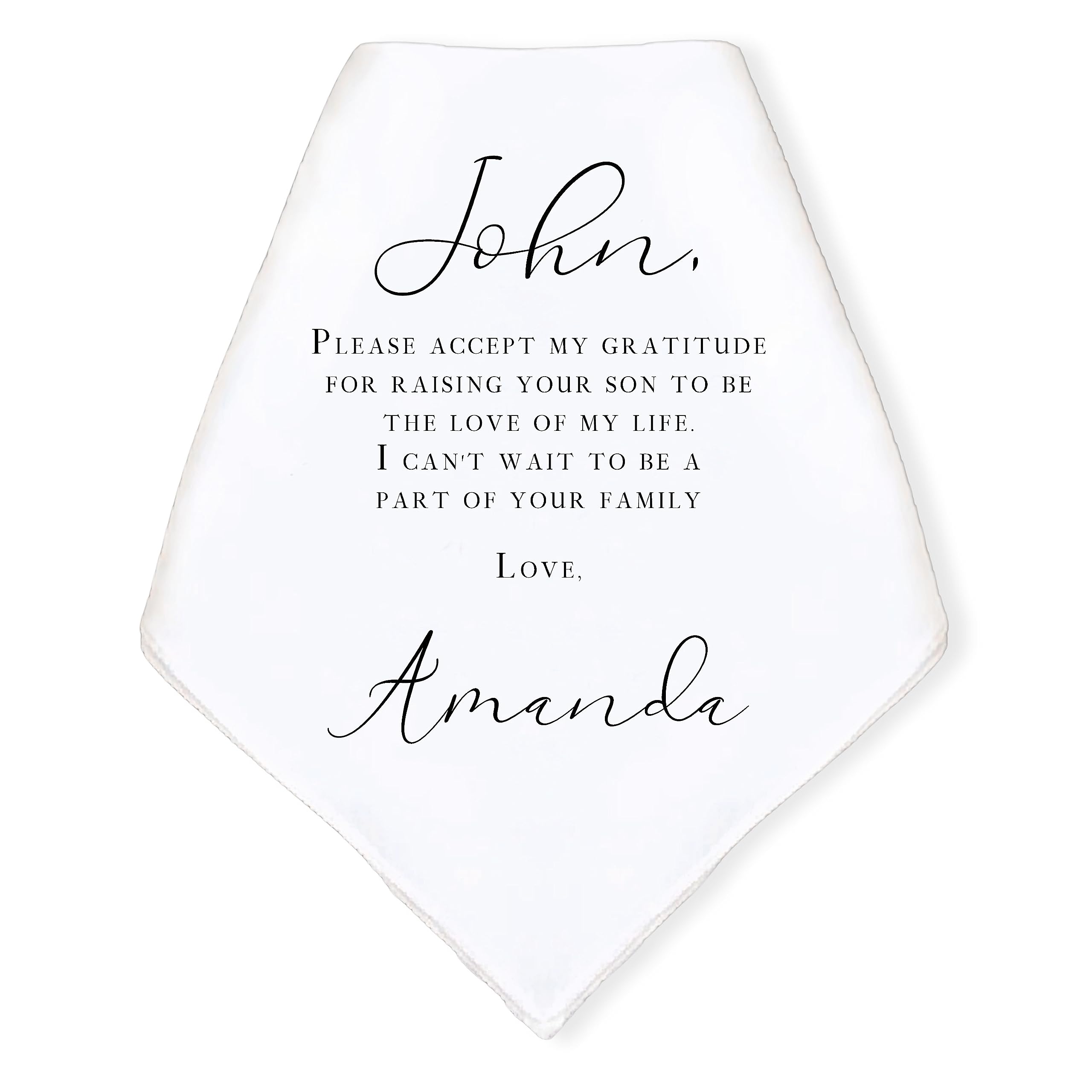 Personalized Father in Law Wedding Handkerchief Gift | Heartfelt Father in Law Wedding Gift from Bride | Thoughtful Customized Gift for Dad in Law from Bride | Custom Keepsake for FIL | Classic Design