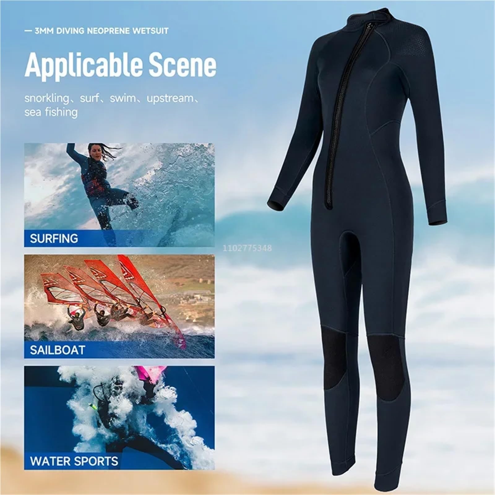 Tauchanzug Neopren Taucheranzug 3mm Frauen Neoprenanzug Badeanzüge for Schwimmen Schnorcheln Tauchen Anzüge(Blue-Women,M)