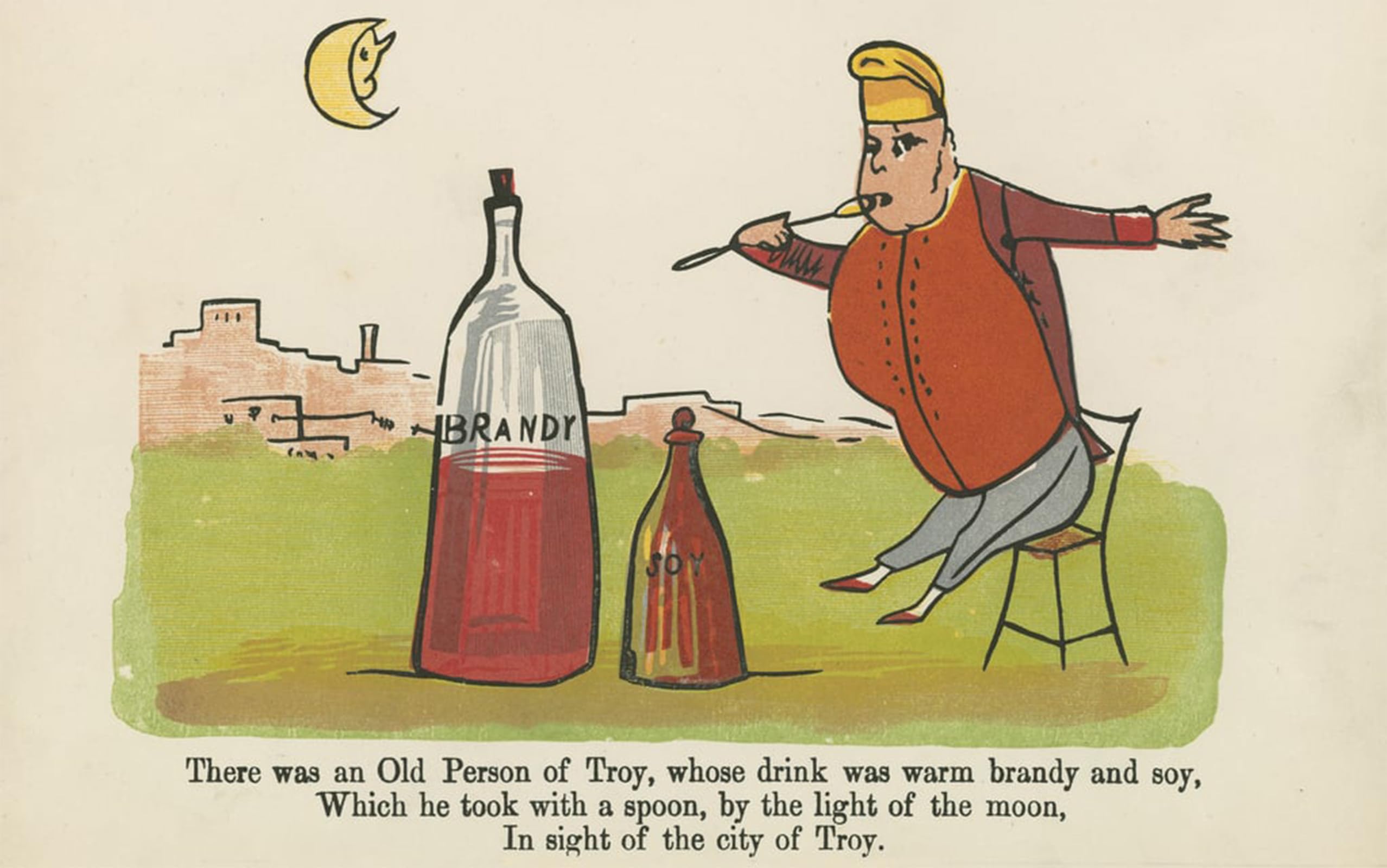 ARTXLXXBN Famous Prints Artwork Pictures Poster Painting Art There Was an Old Person Troy Whose Drink Was Warm Drink and Soy by Edward Leaars Artwork Landscape Pictures for Home Decor 60x90cm