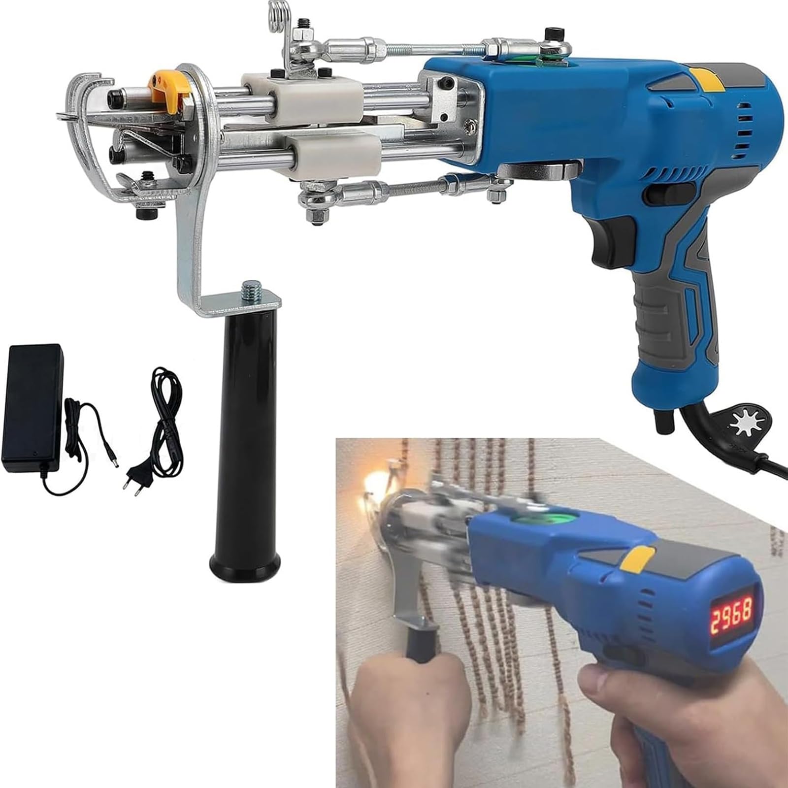 Carpet Trimmer and Tufting Gun Kit, 2 in 1 Cut & Loop Pile Rug Making Machine, Adjustable Speed 1000-6000 RPM, LED Light, Professional Rug Carving and Shaping Tool(with Trimmer)