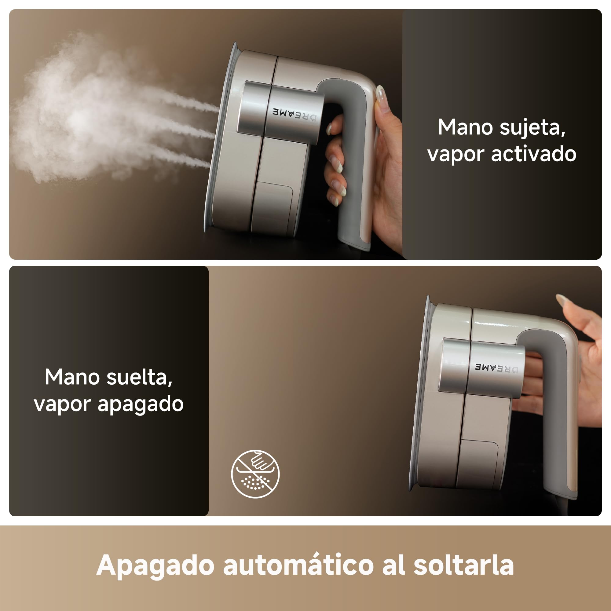 DREAME Rotafly Plancha vapor, panel 90°, 1200W, DWIP7GAEU | Planchado 2-en-1 (plano/colgado), Apagado al Soltar, Vapor Doble Núcleo, Cuidado Delicado