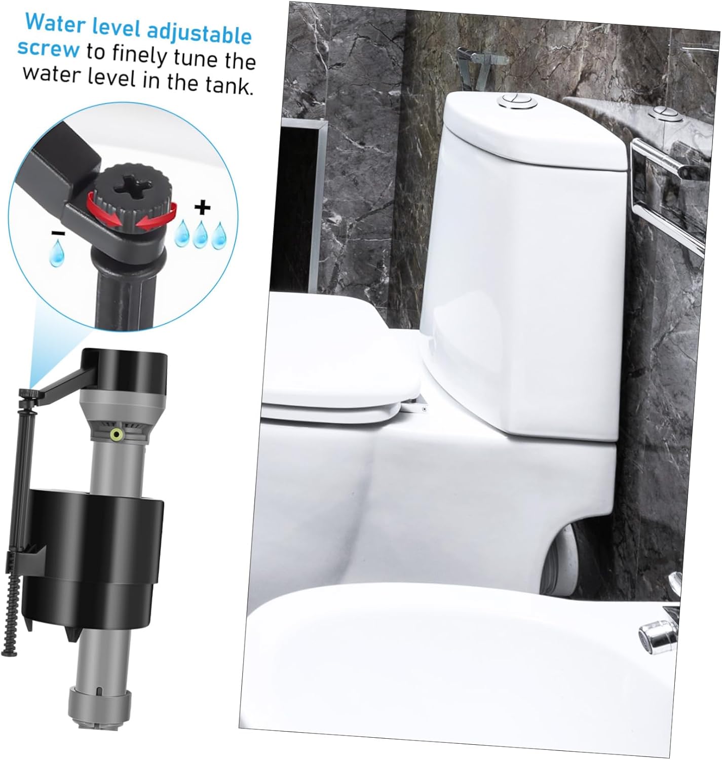 2Sets Toilet Tank Repair Kit of Toilet Float Valve Flapper Replacement Easy Installation Height Durable Construction for Residential Commercial Use