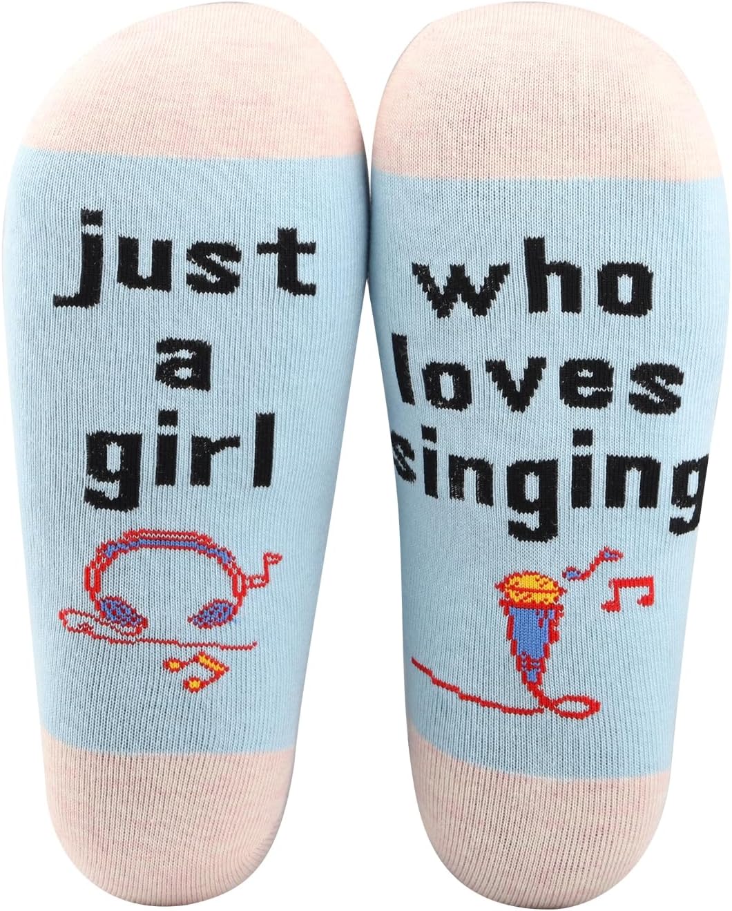 MBMSO 2 Pairs just a Girl who Loves Singing Socks Music Lover Socks for Musician Singing Lover Karaoke Lover Gift Crew Socks