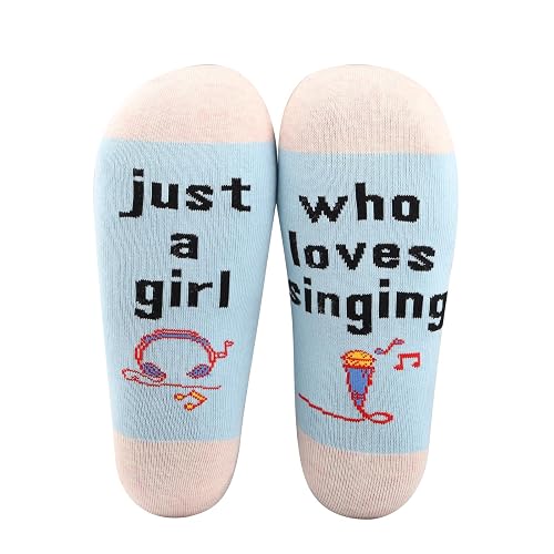 MBMSO 2 Pairs just a Girl who Loves Singing Socks