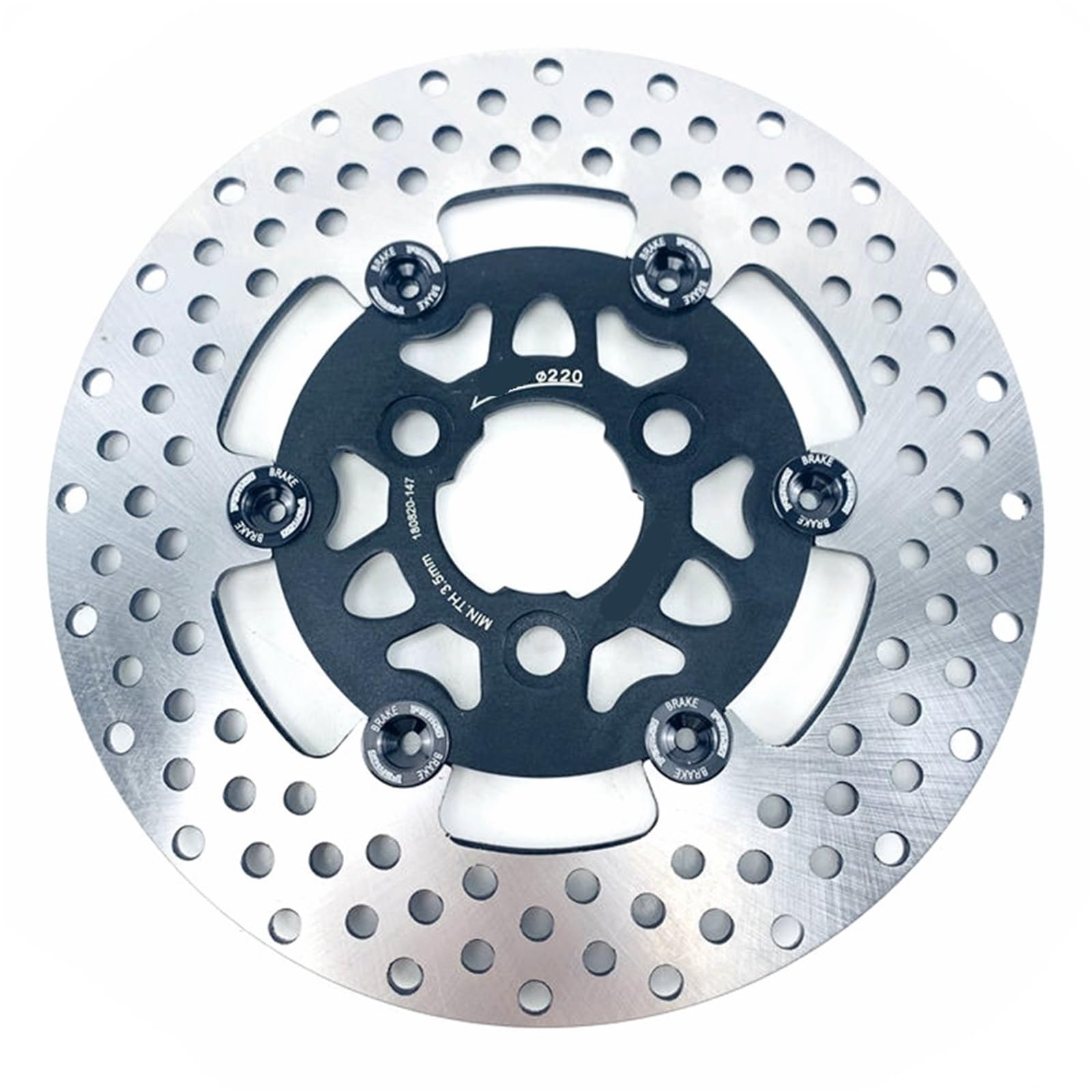Disco Freno Flottante CNC A 3 Fori Da 220 Mm*57 Mm Adatto Per Honda, Adatto Per Yamaha Cygnus-Z Rsz Jog Force Niu Scooter Disco Freno Anteriore Moto(220mm Black)