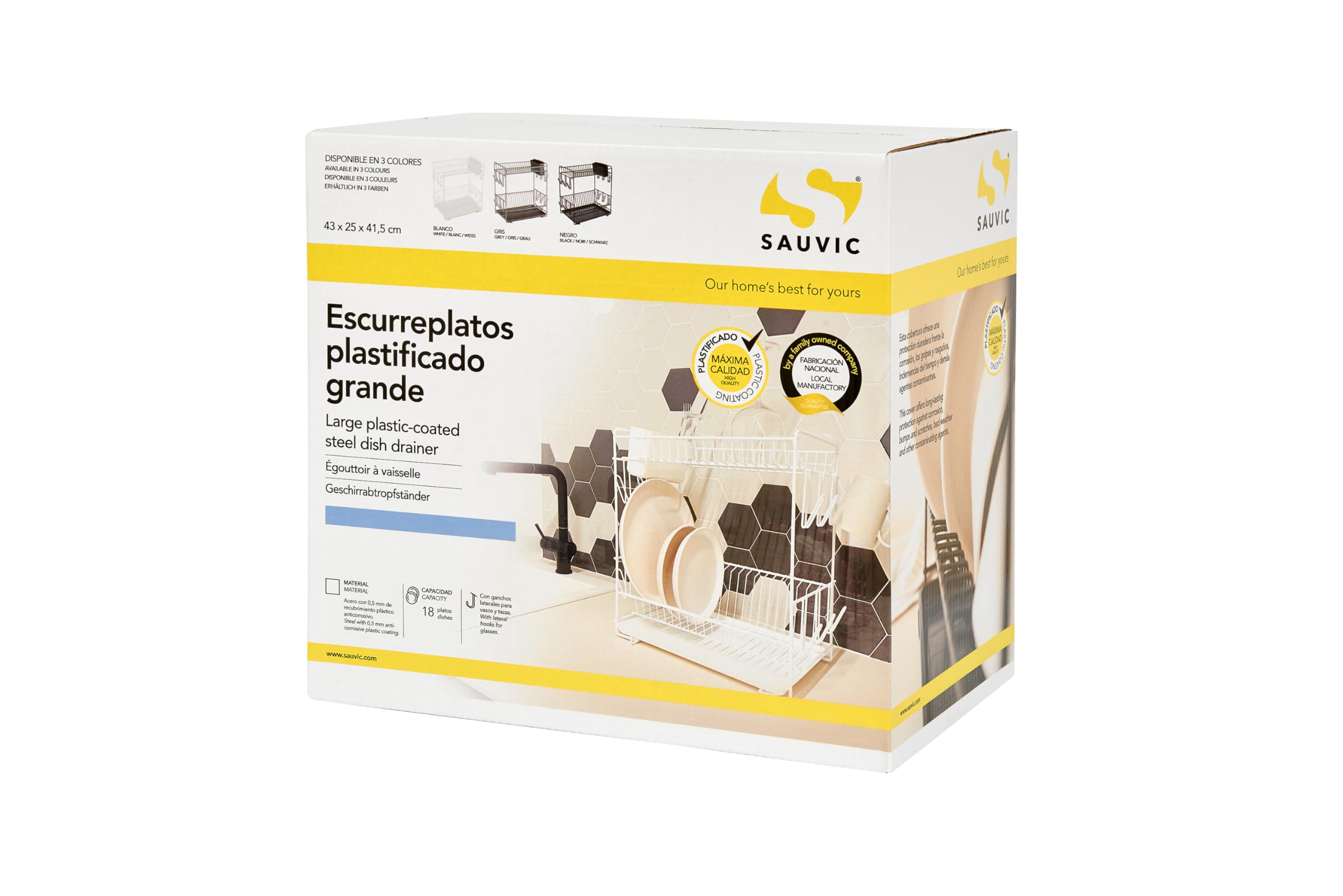 Sauvic 88980 Égouttoir à Vaisselle Métal Plastifié Blanc 43 x 25 x 41,5 cm