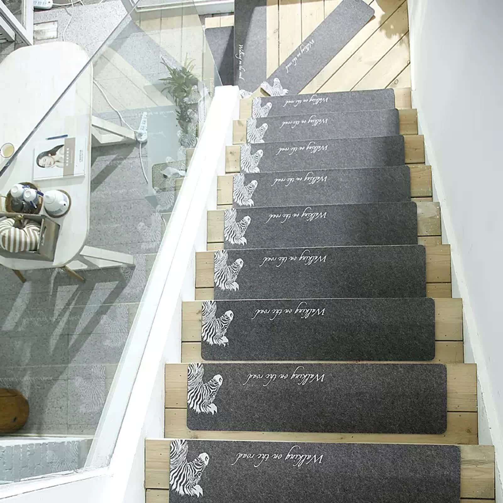YTBHSHXZ stair treads， Non-Skid Indoor Runner Floor Mat Stair for Kids Elders and Pets(14,5PCS)