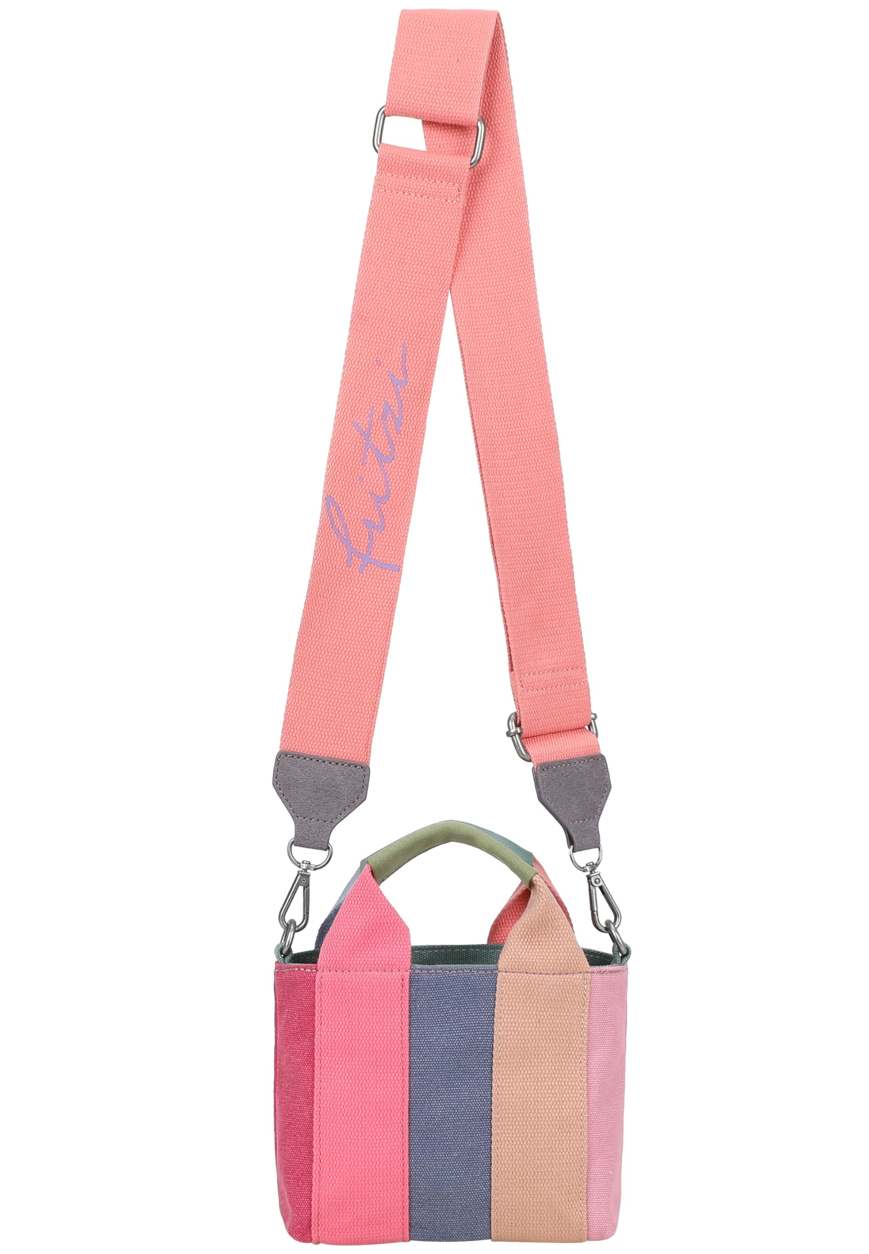Fritzi Bini Limited Multi Crossbody Umhängetasche mit Reißverschluss und verstellbarem abnehmbarem Webbing-Schultergurt für Alltag und Freizeit 15,5 x 20 x 7 cm, Mehrfarbig