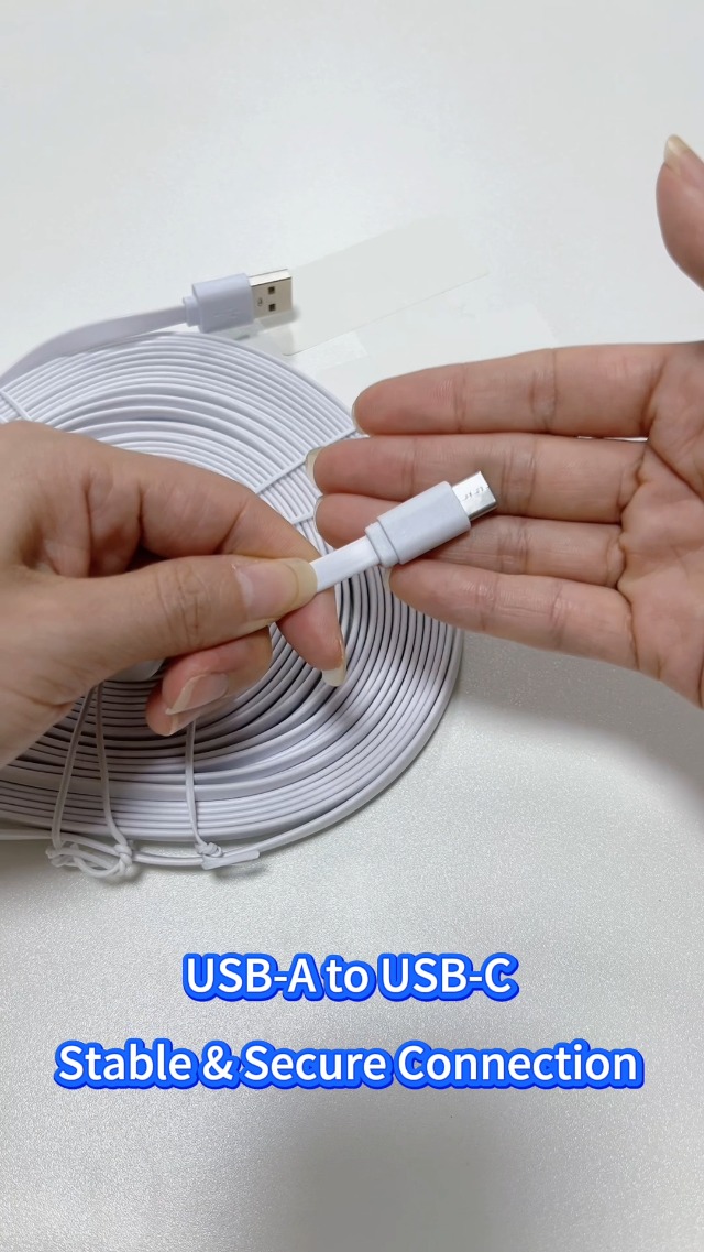Image of 33FT USB C Extension Cable for CCTV WiFi Security Camera, Type-C Flat Charging Cord, Waterproof Power Supply Wire Compatible with Blink Mini 2 Blink Outdoor 4 Ring Indoor Cam Furbo 360,White