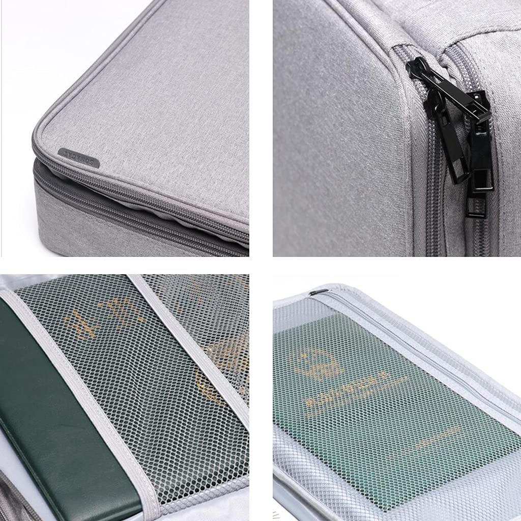 Busta per documenti, Portadocumenti con cerniera, borsa portadocumenti impermeabile grande, organizer for documenti, scatole archivio(Gray)