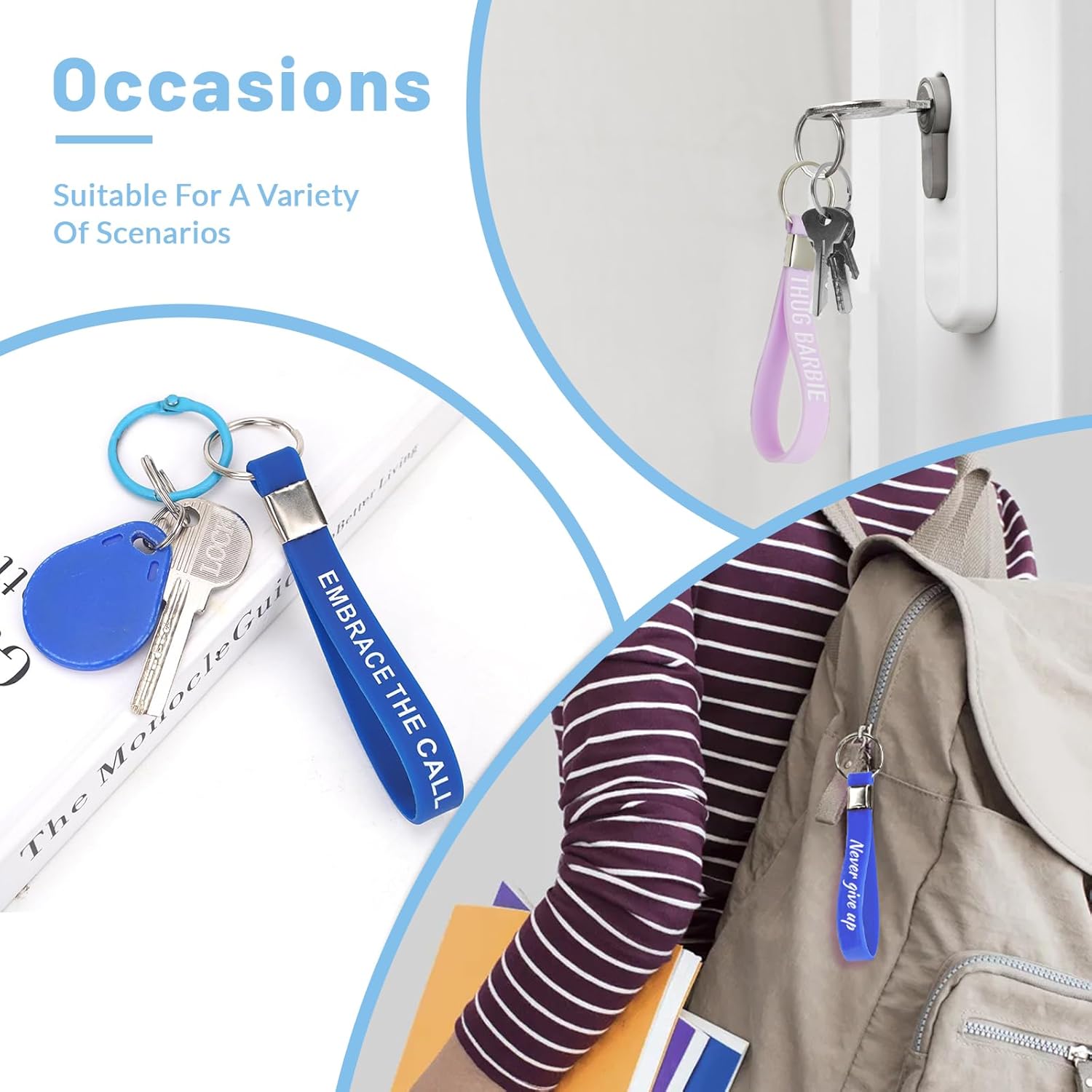 Custom Silicone Keychain - 10/100 Bulk Personalized Keychains for Women Backpacks Keyring Promotional - Image 5