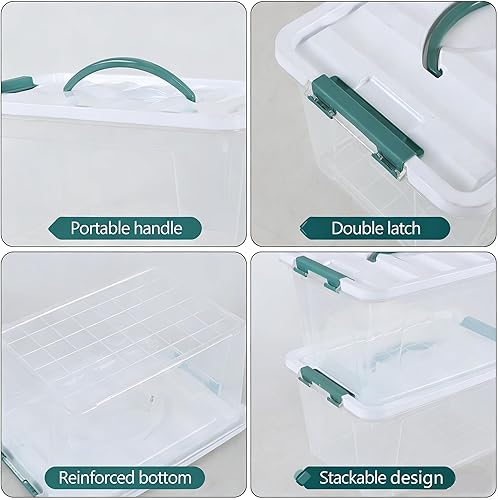 Miniatura 3 de Paquete de 8 contenedores organizadores transparentes de 14 cuartos de galón con tapa, caja de plástico con cierre con asas