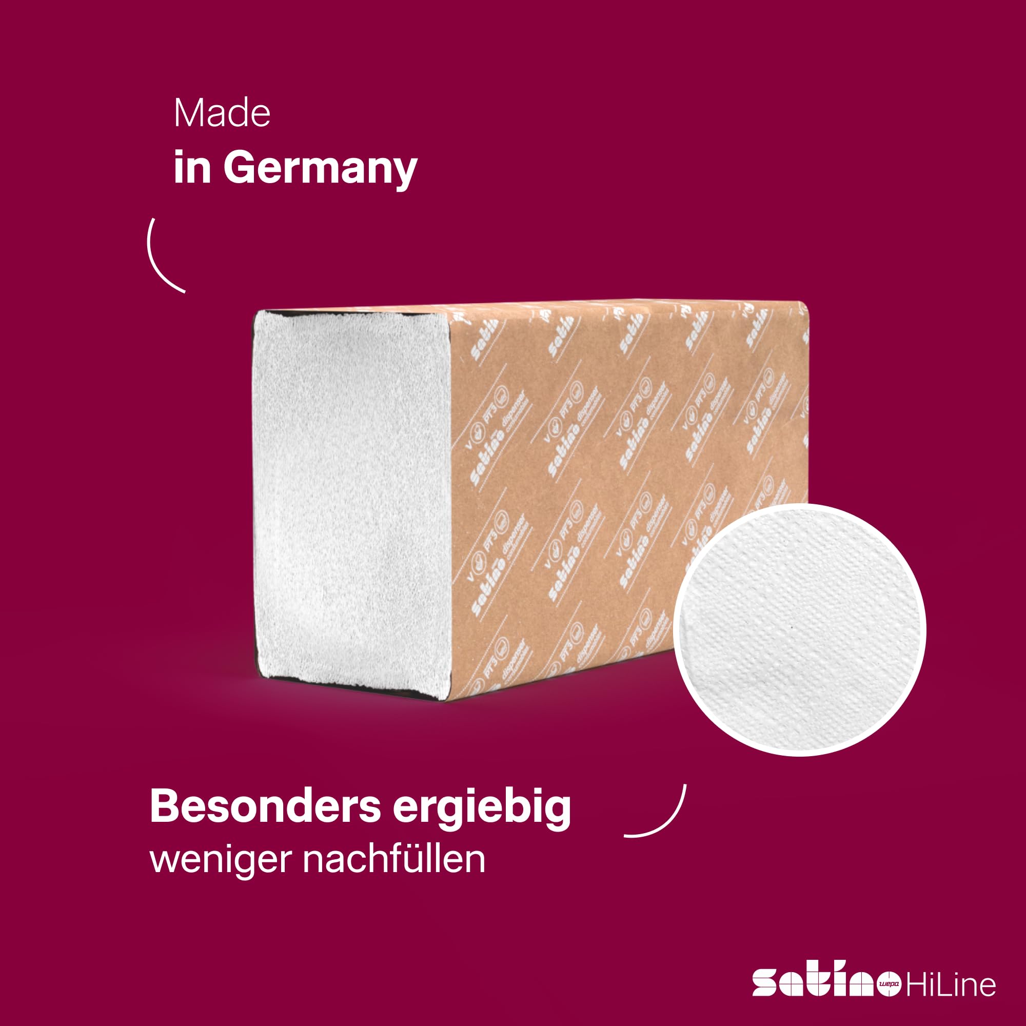 Satino Papierhandtücher 2-lagig Premium - 3.750 Blatt weiße Falthandtücher - Zellstoff mit Z Falz - für Papierspender mit Papiergröße 24x24cm (24x8cm gefaltet)