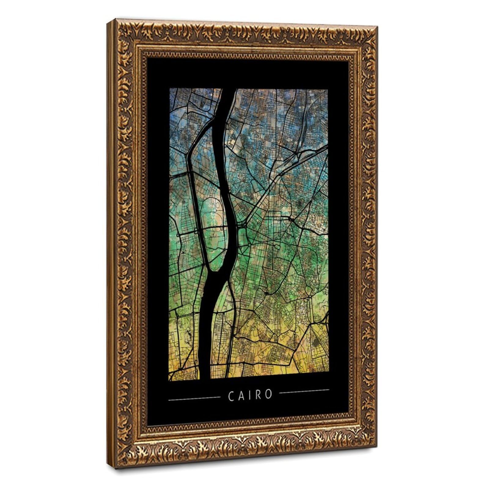 Bareronor Cairo Map Poster Canvas Poster Bedroom Decor Landscape Office Room Decor Gift 24" L X 36" W