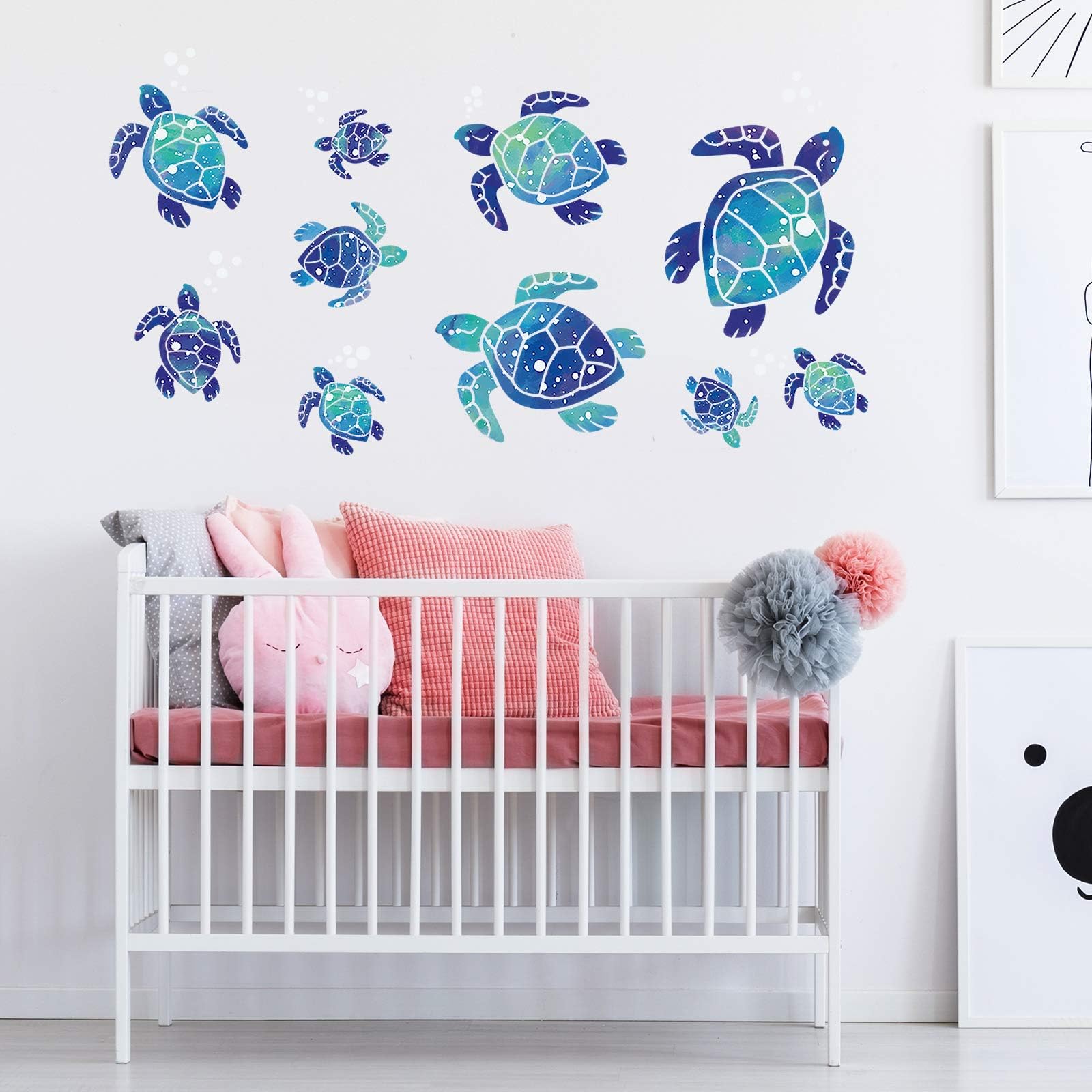 12 Pezzi Adesivi Murali Tartaruga Impermeabili per Bagno Blu Decorativi