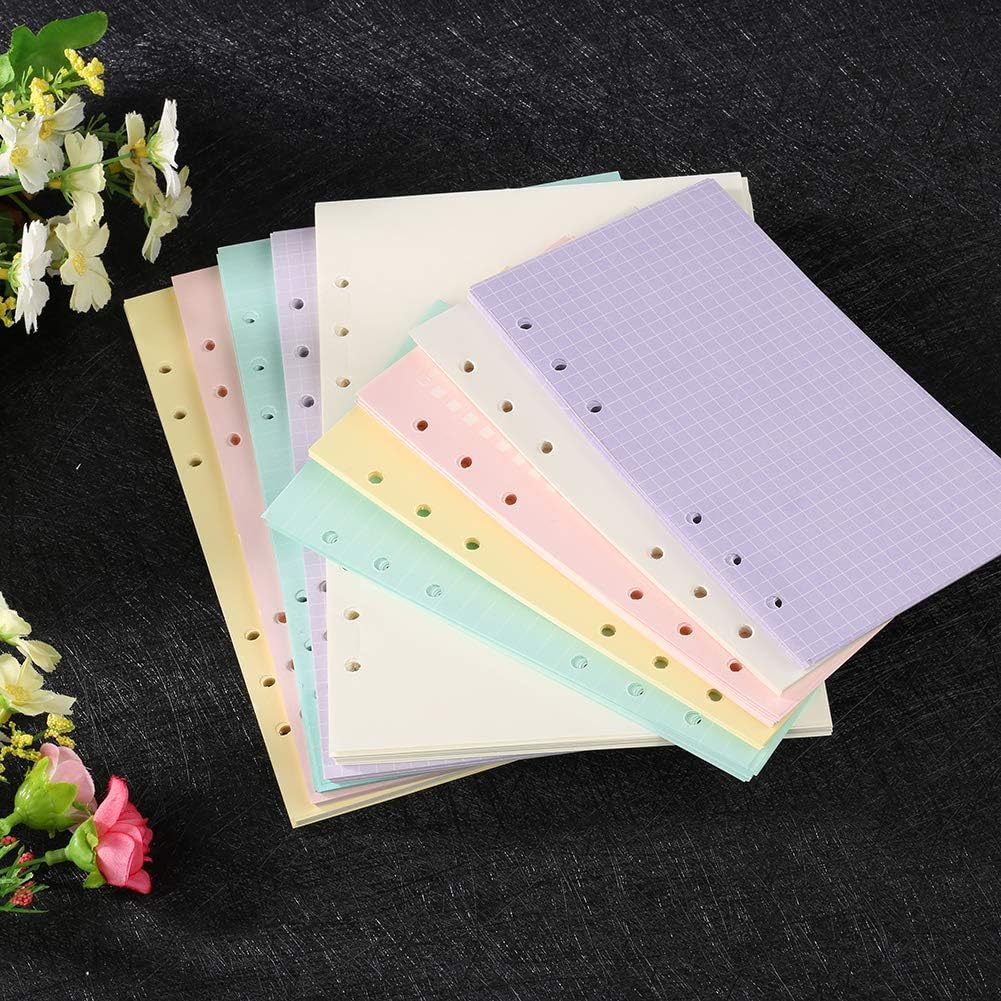 40 Sheets A5/A6 Filler Papers Loose-Leaf Notebook 6 Holes Office School Supplies Binder Inserts for Refillable Planner Organizer Green A6 Size