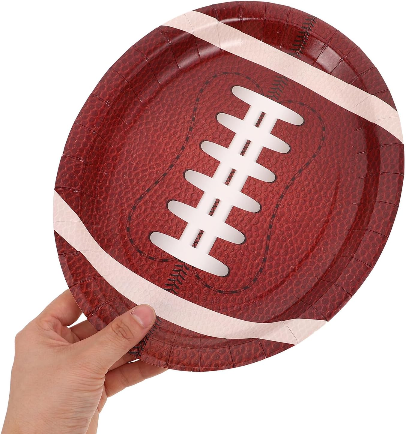 Ciieeo 50pcs Football Paper Plates Rugby Shaped Oval Disposable Plates Football Party Snack Trays Large Paper Food Serving Platters for Sports Day Tailgate and Birthday Events