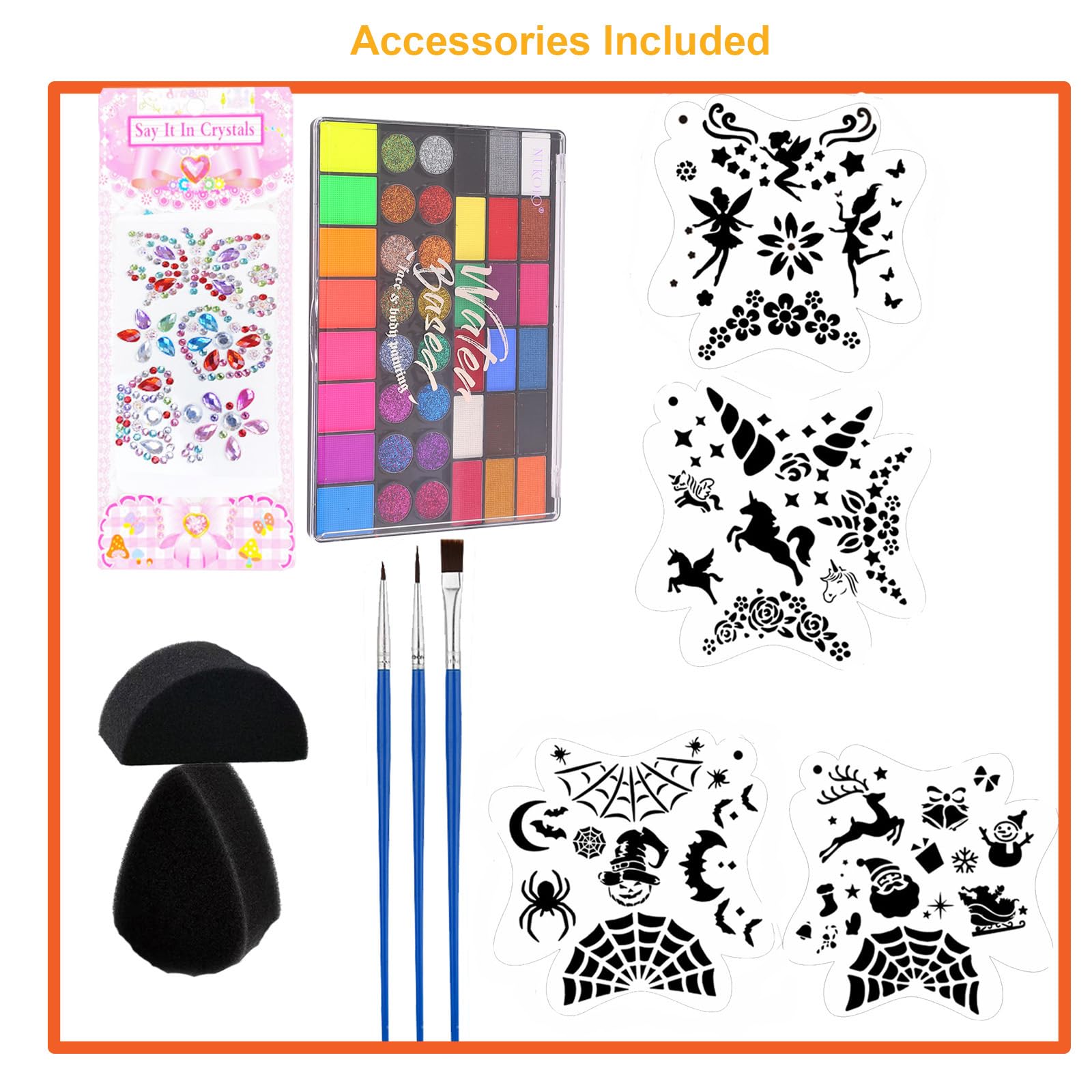 Kit De Pintura Facial Para Niños De 42 Colores, Hipoalergénico Y A Base De Agua, Con Pinceles Y Plantillas, Ideal Para Halloween, Cosplay Y Carnaval