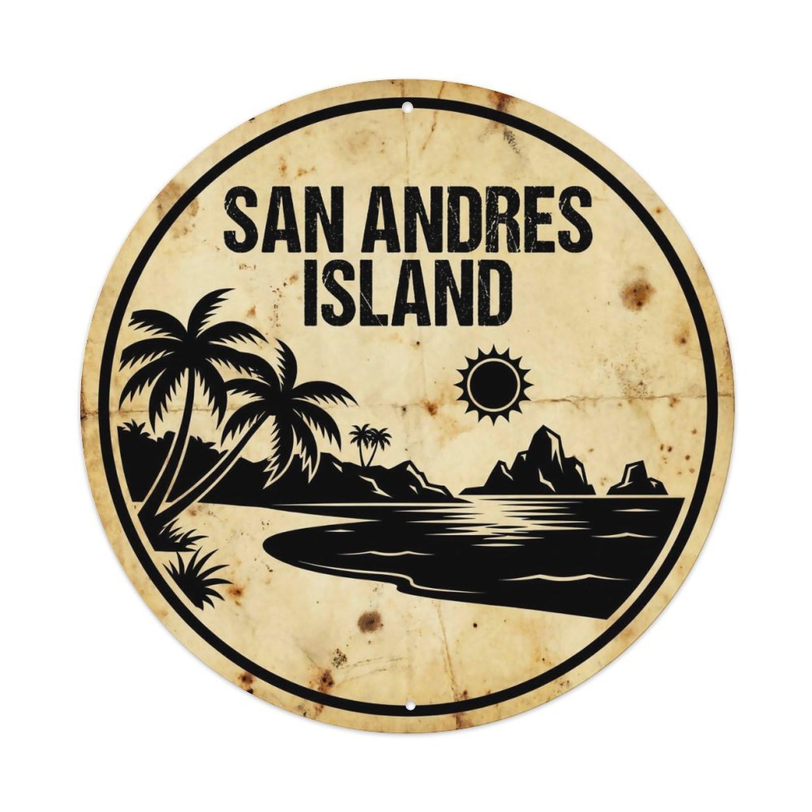 Odgynaw 8X8inch(20X20cm) San Andres Island Beach Lagoon Travel Caribbean Metal Tin Sign