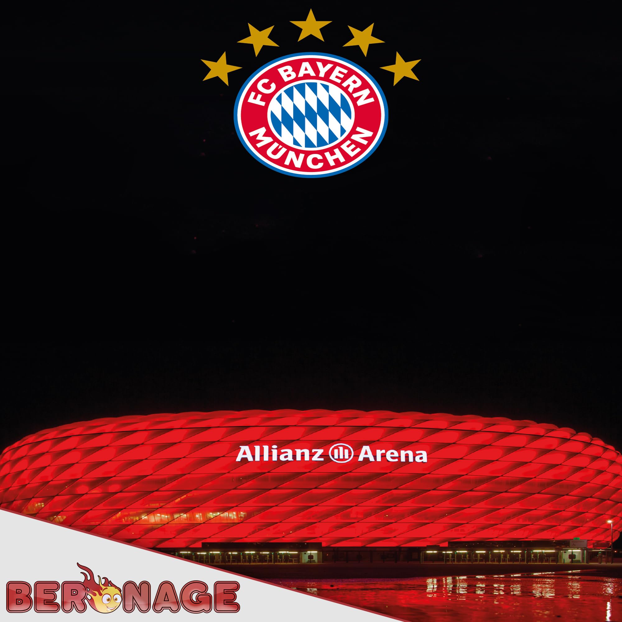 FC Bayern München Wende-Bettwäsche - Allianz Arena 135x200 + 80x80 cm 100% Baumwolle Biber/Flanell Fußball FCB Harry Kane Musiala Rekordmeister Champions-League-Sieger deutsche Größe mit RV