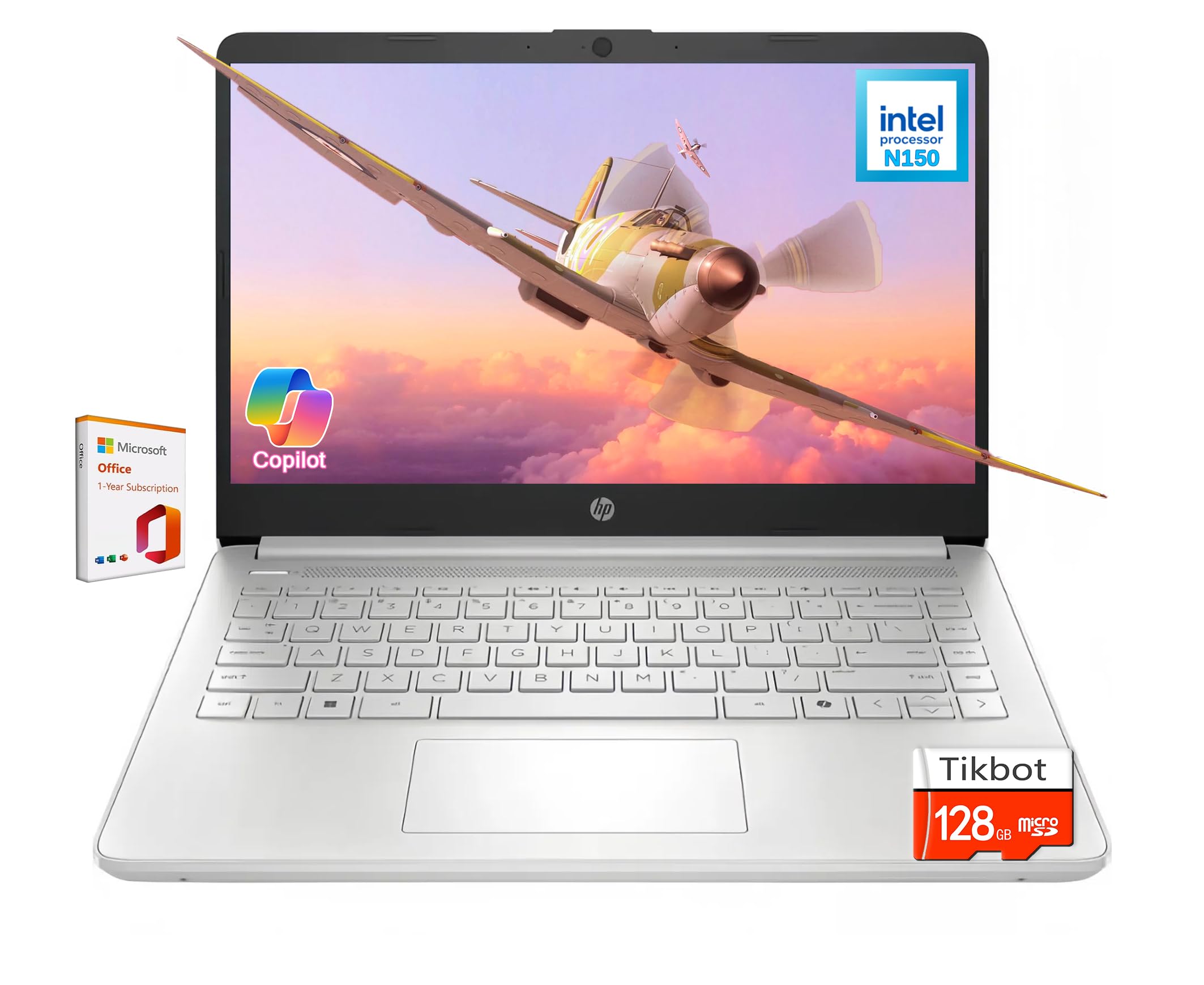 HP Stream 14" Back-to-School Laptop, Intel Processor N150 (Beats i3-1115G4), Copilot AI 1-Year Microsoft 365, 4GB RAM, 128GB UFS + 128GB MSD Card,