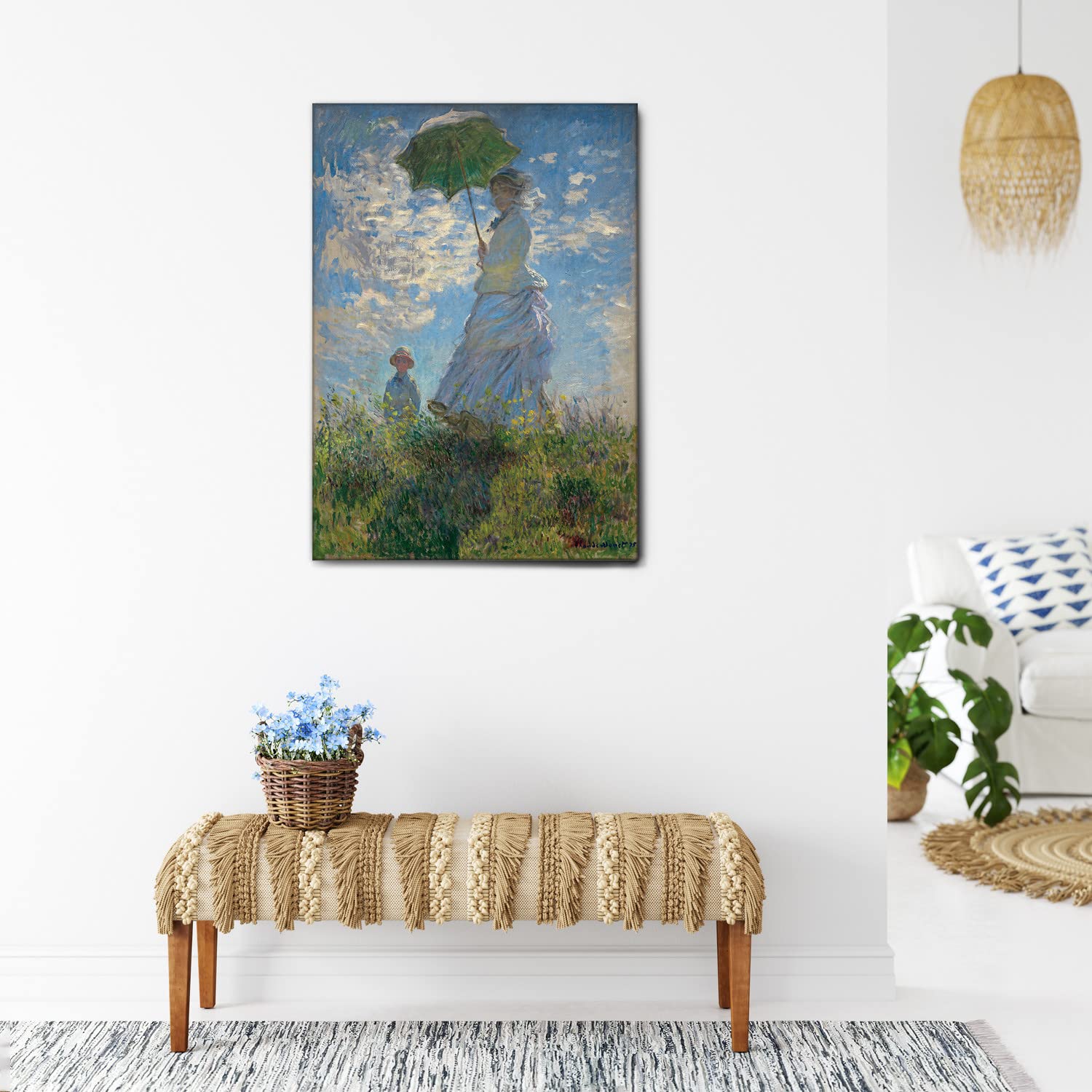 Giallobus - Quadro - Claude Monet - Donna con ombrello - Tela Canvas Telaio Standard - 70x100 - Pronto da appendere - Quadri moderni per la casa