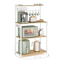 VASAGLE Scaffale da Cucina con Multipresa, Bar Caffèa 4 Ripiani con 8 Ganci a S