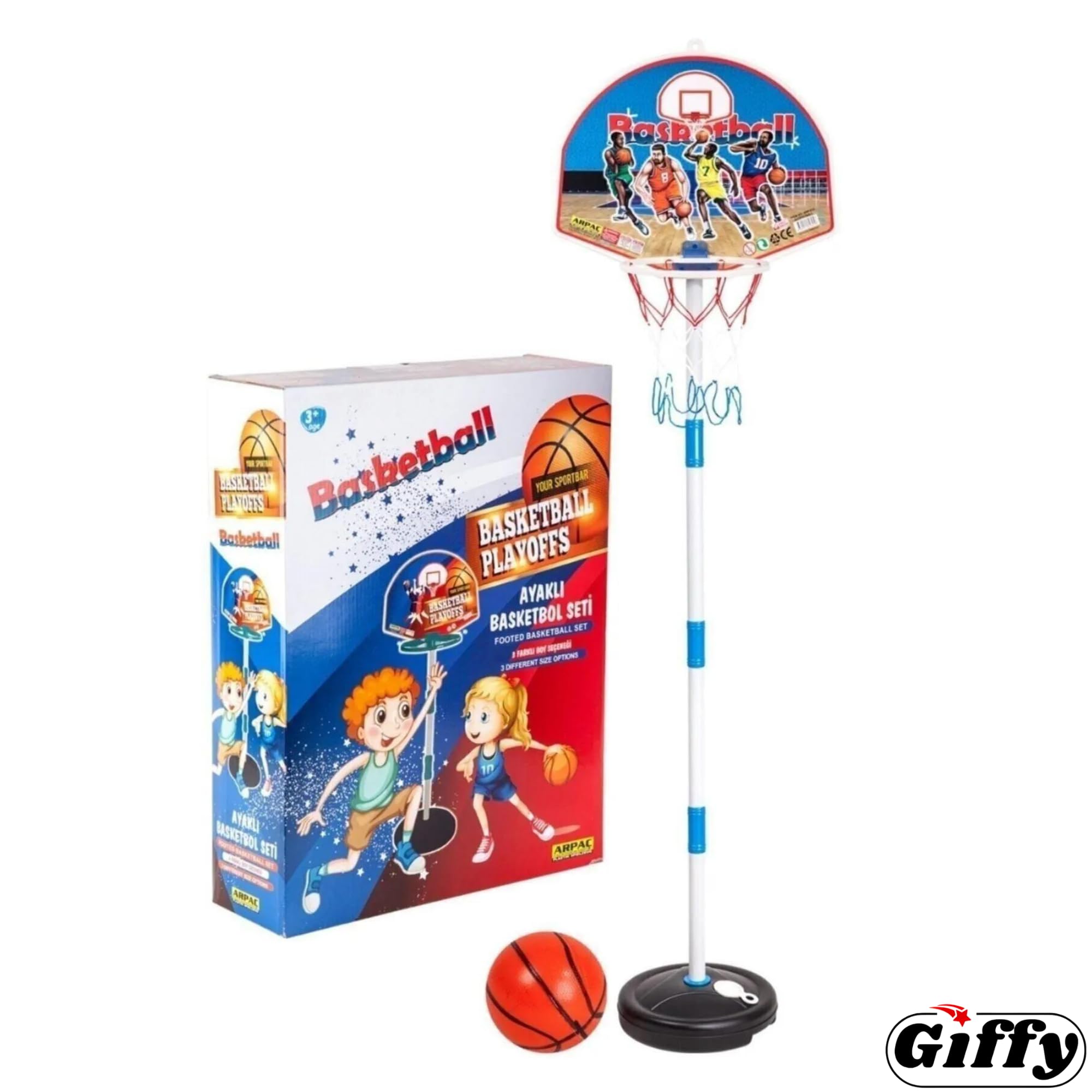 Giffy/Ayaklı Büyük Boy Basketbol Potası 120cm Portatif Basketbol Pota Ayarlanabilir Boy