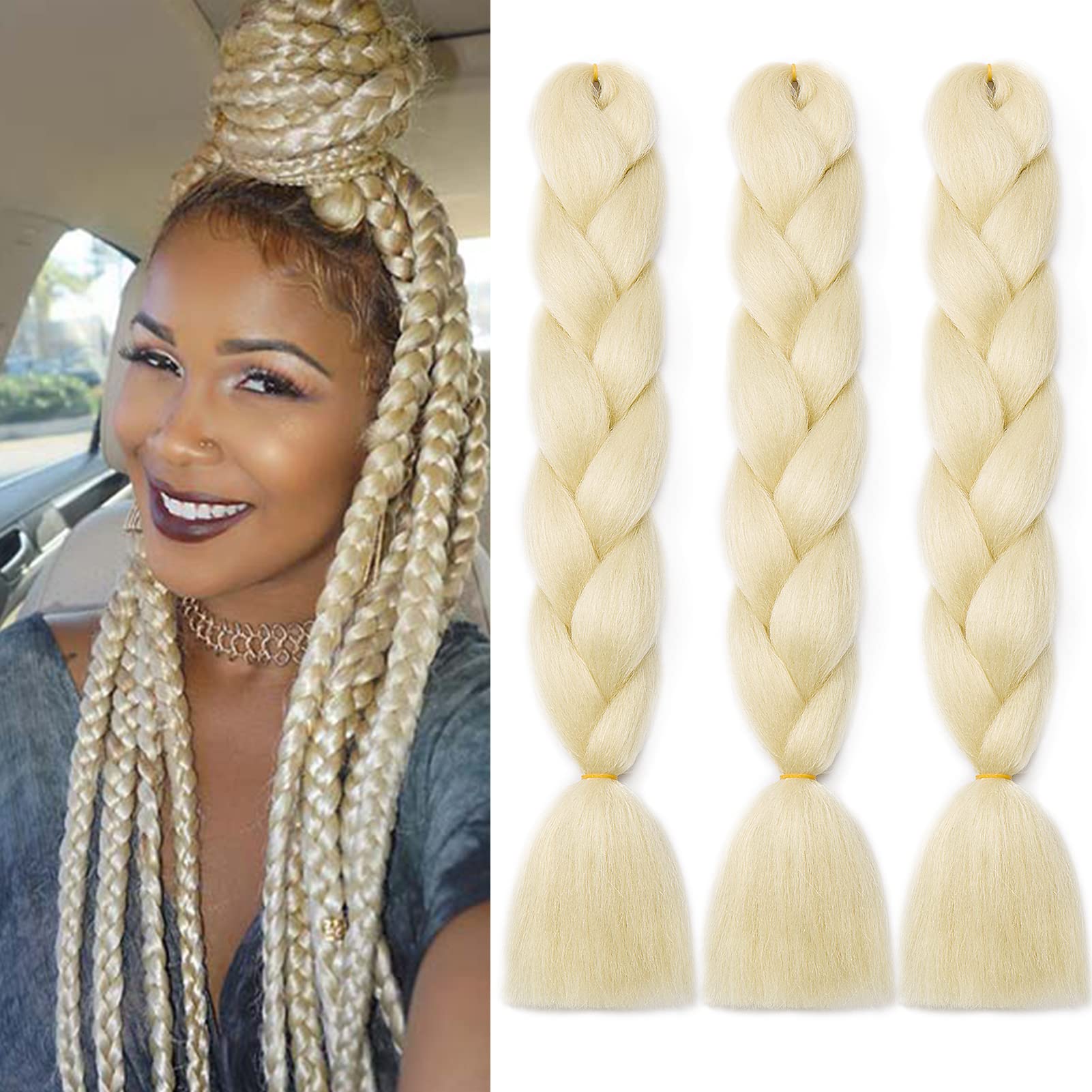 24inch Jumbo Braids Hair Extensions Ombre Braiding Hair Synthetic 3Pieces/lot Crochet Twist High Temperature African Box Braids, Sapphire Blue — view 92