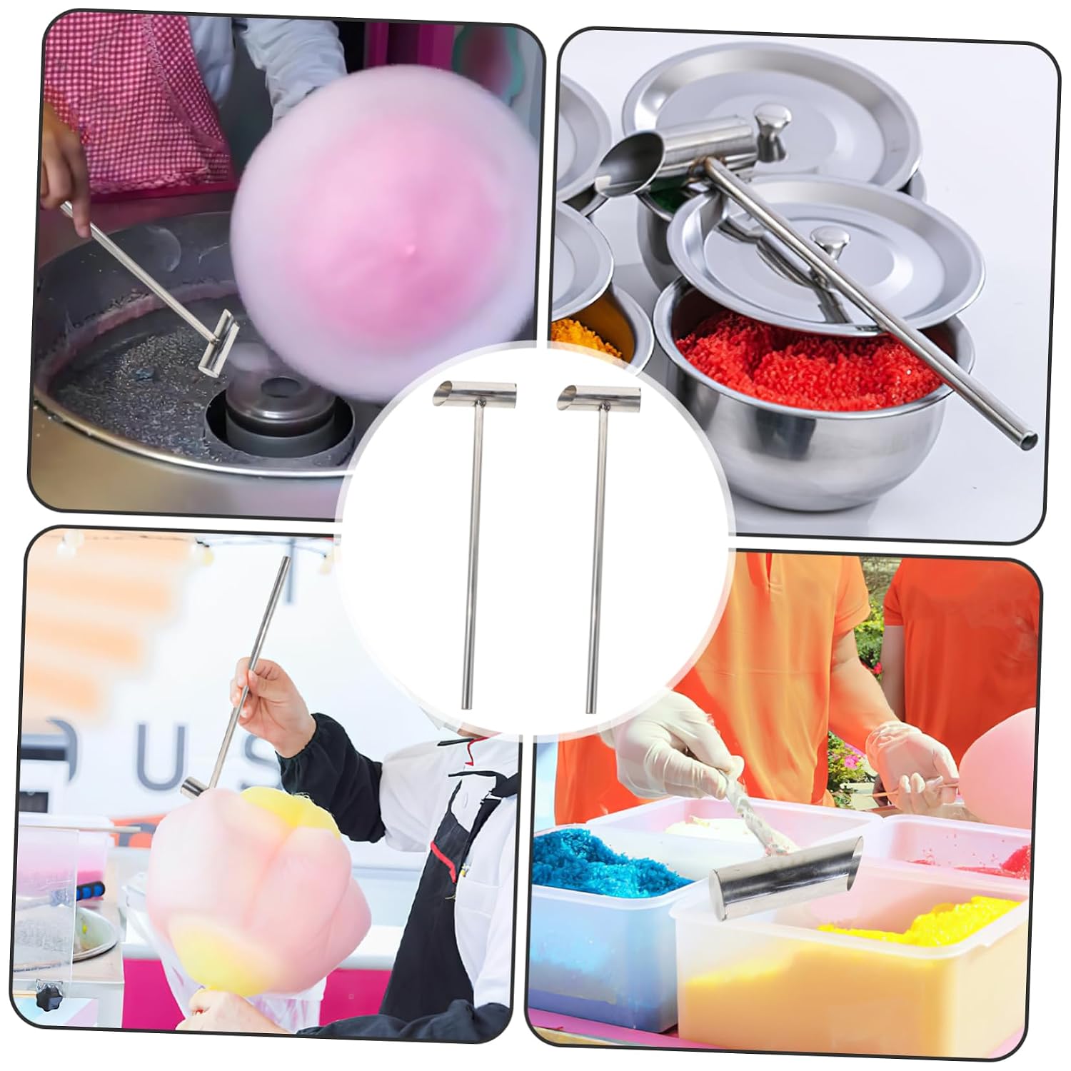 2pcs Stainless Steel Marshmallow Spoons Multi-Function Sugar Scoops for Marshmallow Machine Sturdy Wear-Resistant Metal Candy Spoons for Home Use