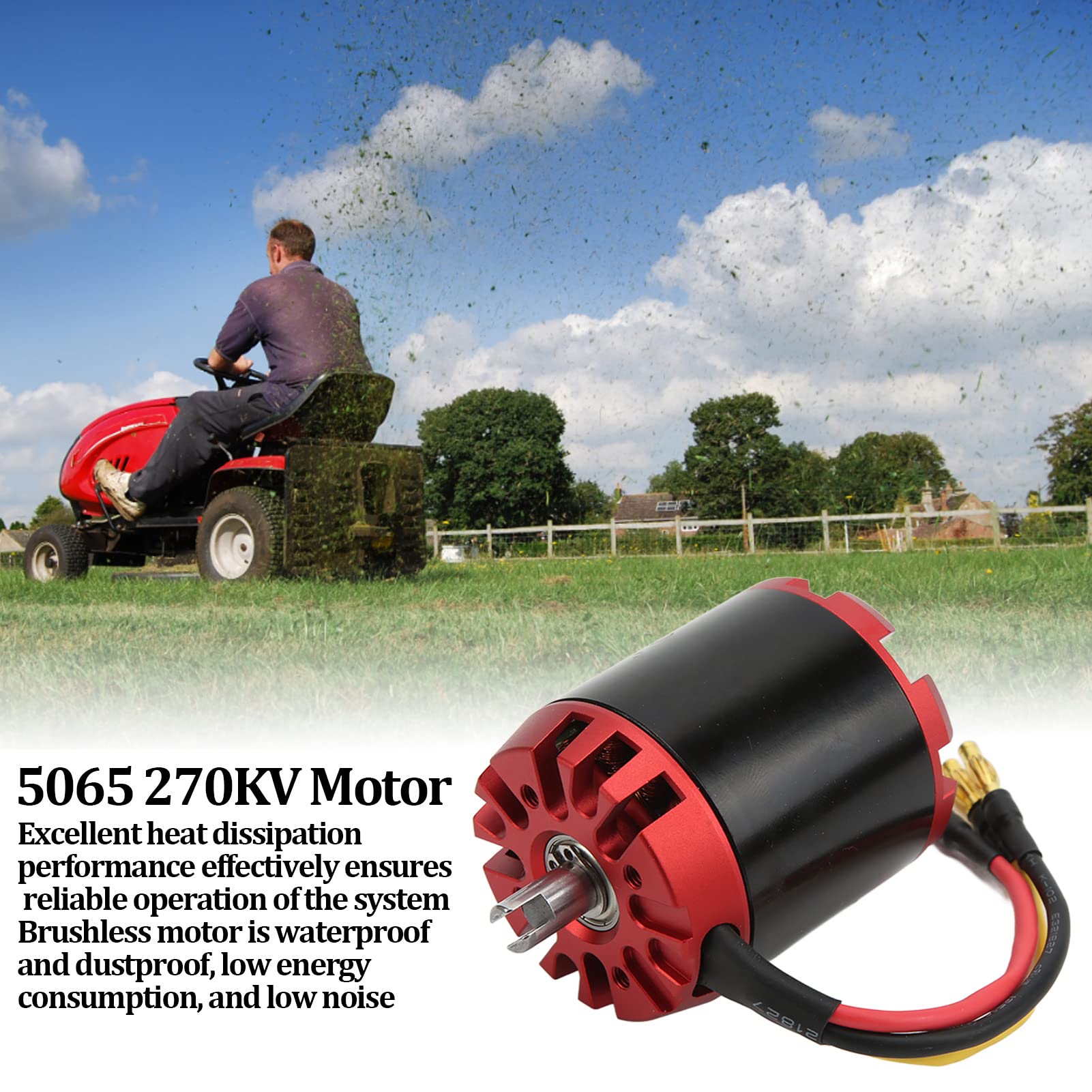 Motore senza spazzole 5065 270KV Motore impermeabile a potenza massima 1800W Rosso Nero Lega di alluminio Costruzione in rame Pompa idraulica Parti di macchine per scavo