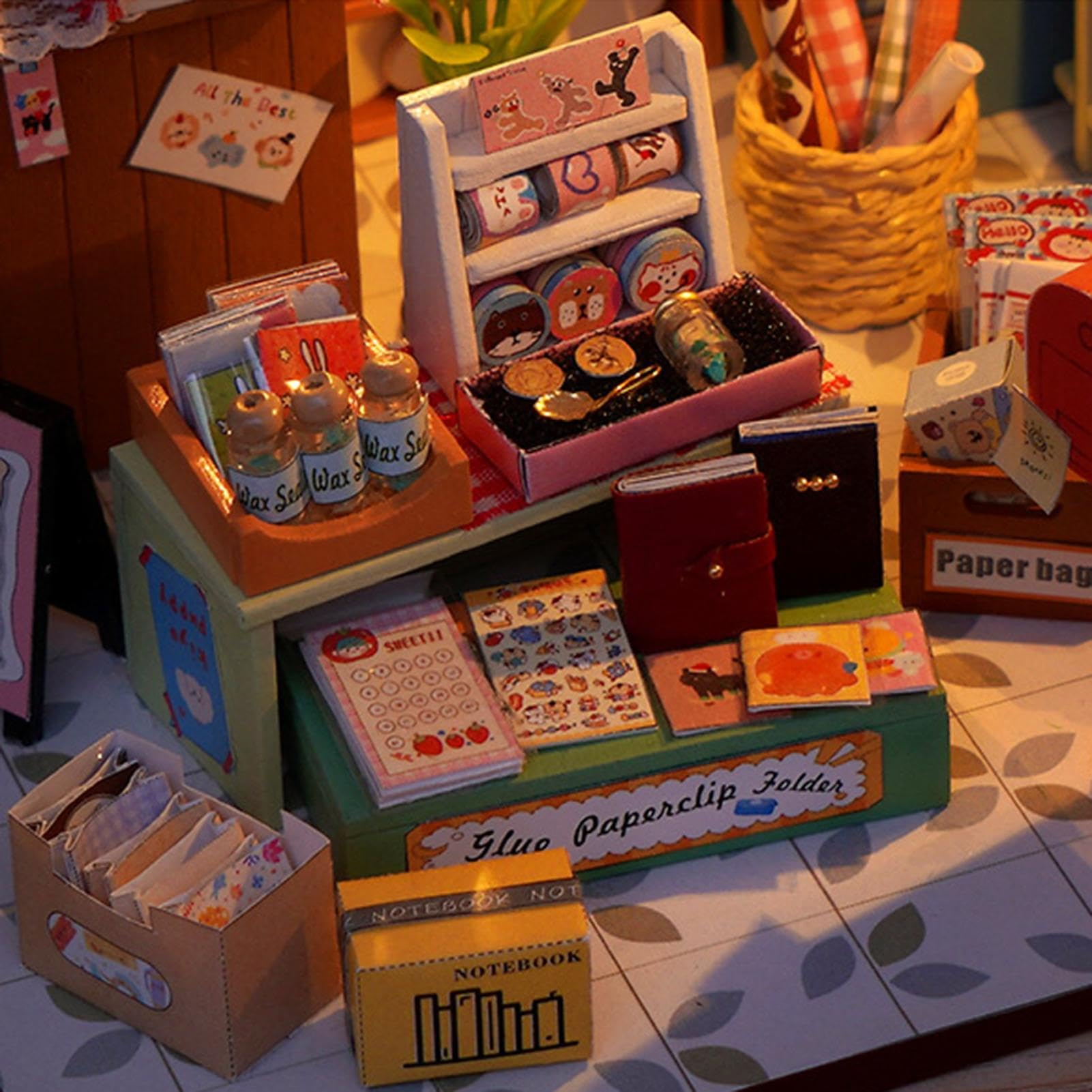 Kit fai da te per una casa in miniatura Giocattolo Di Costruzione | Kit Piccola Casa in Miniatura Per la decorazione di scrivania, dormitorio, appartamento, libreria, sogg