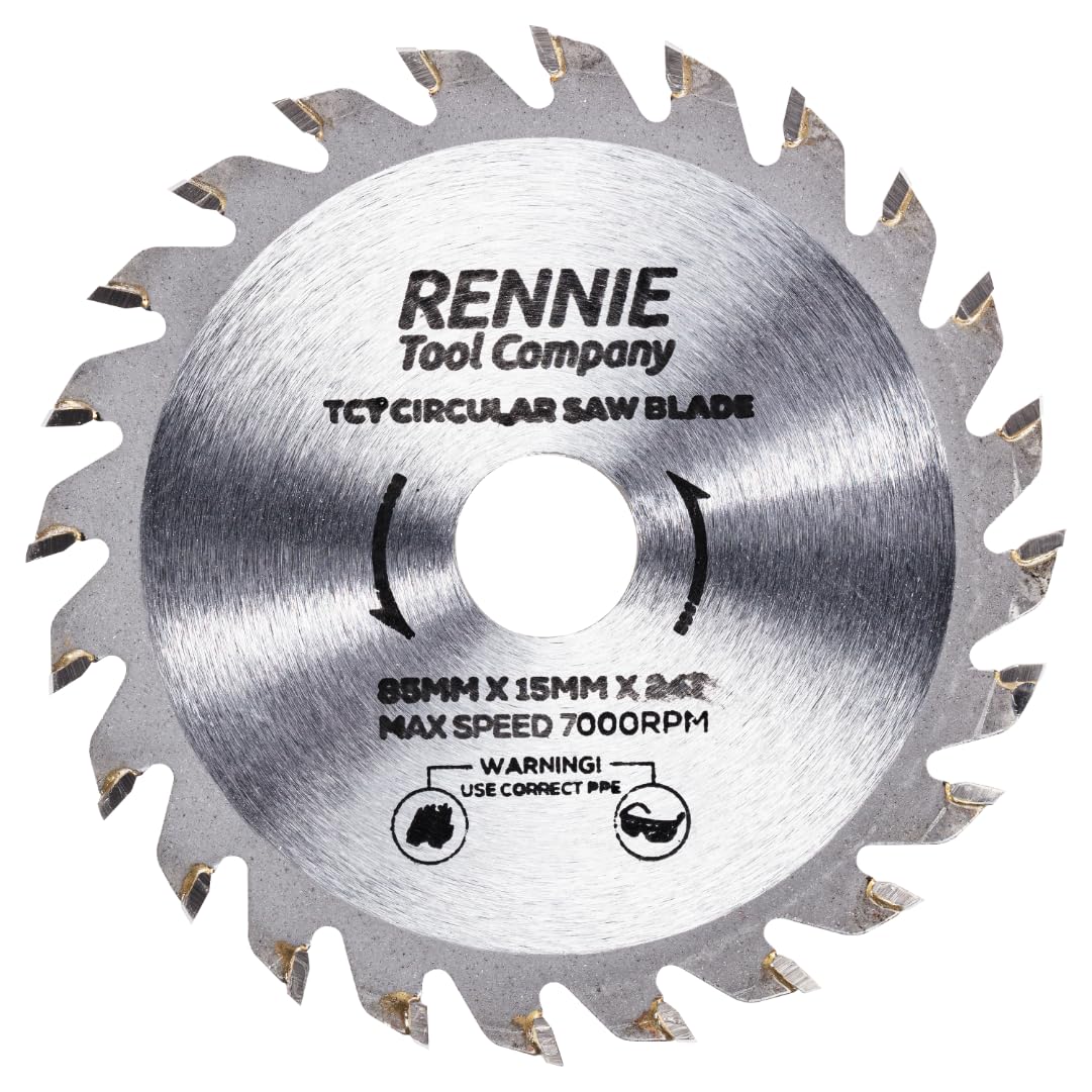 Rennie Tool Lama circolare per legno da 85 mm x 15 mm x 24T TCT, include anelli di riduzione da 10 mm