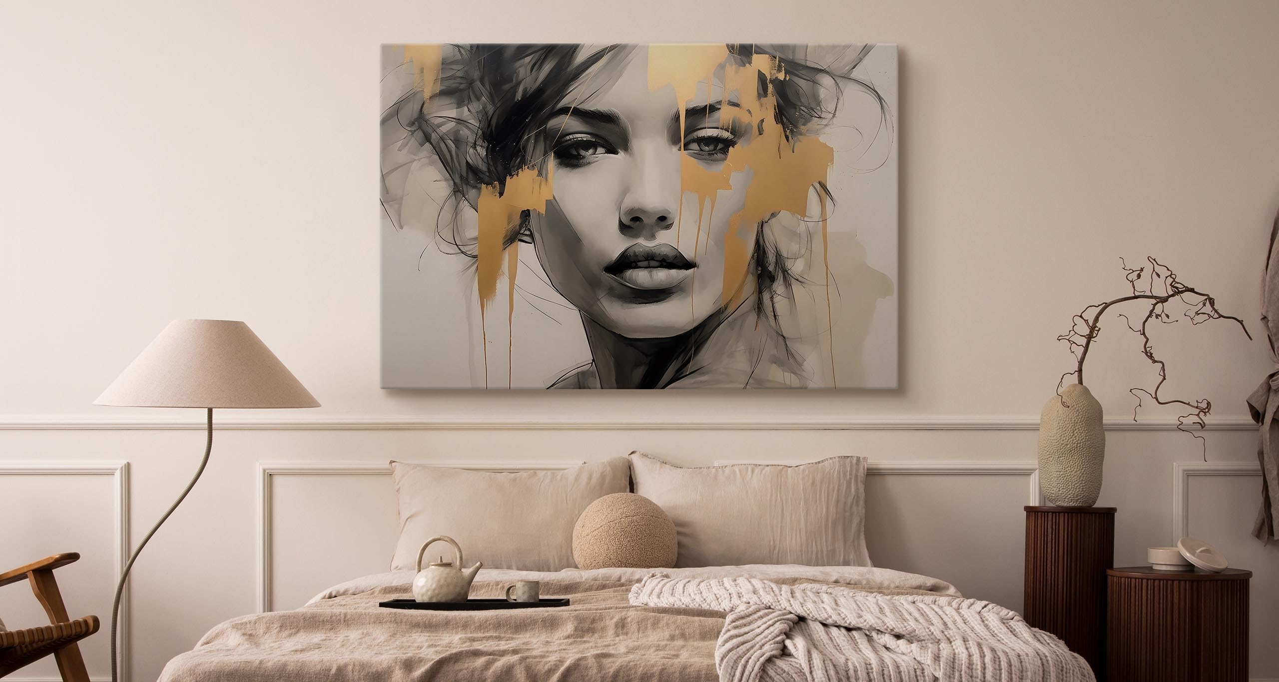 Muralo Wandbilder Portät Frau, Gesicht, Haare Kunstdruck - 120x80 cm