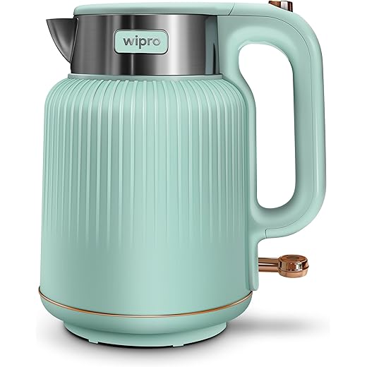 Wipro Elato BK215 Cool Touch Electric Kettle, 1.7 Litres,Anti-Rust Shield, Super Fast Heating, 3x Protection - Overheat, Dry Boil & Auto Shut-off, One Touch Opening,1200 Watts, 2 Years Warranty, Green