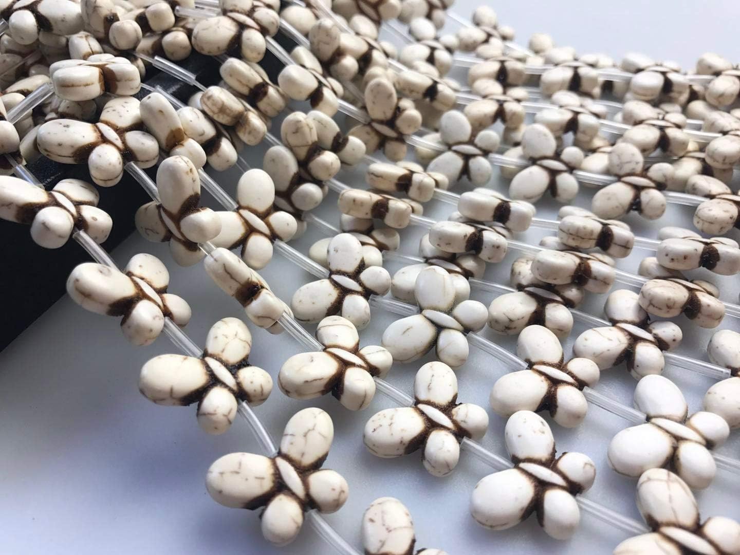 White Howlite Turquoise Butterfly Shape Beads 15x20mm 15.5" Strand - Image 3