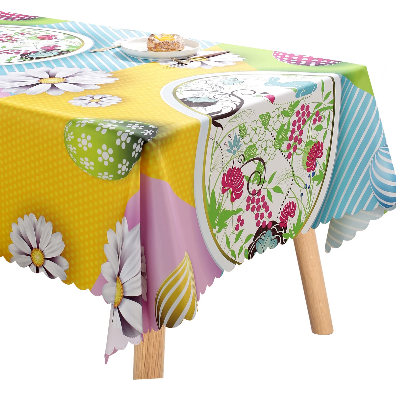 KAMACA Tovaglia Quadrata 85x85 Cm Con Coniglietti Pasquali - Lavabile In Lavatrice, Decorazione Tavola Primaverile