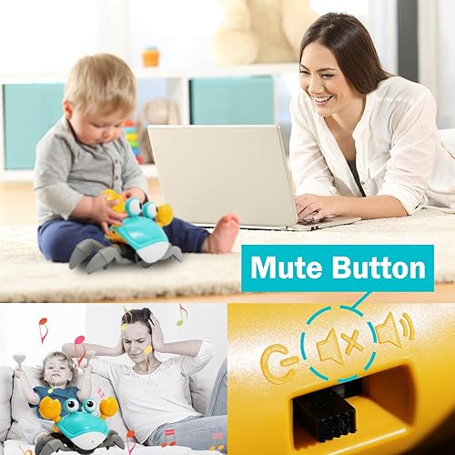 Miniatura 2 de Keculf Juguete de cangrejo para bebé, cangrejo interactivo para bebés con música (evita automáticamente obstáculos), cangrejo bailarín que camina