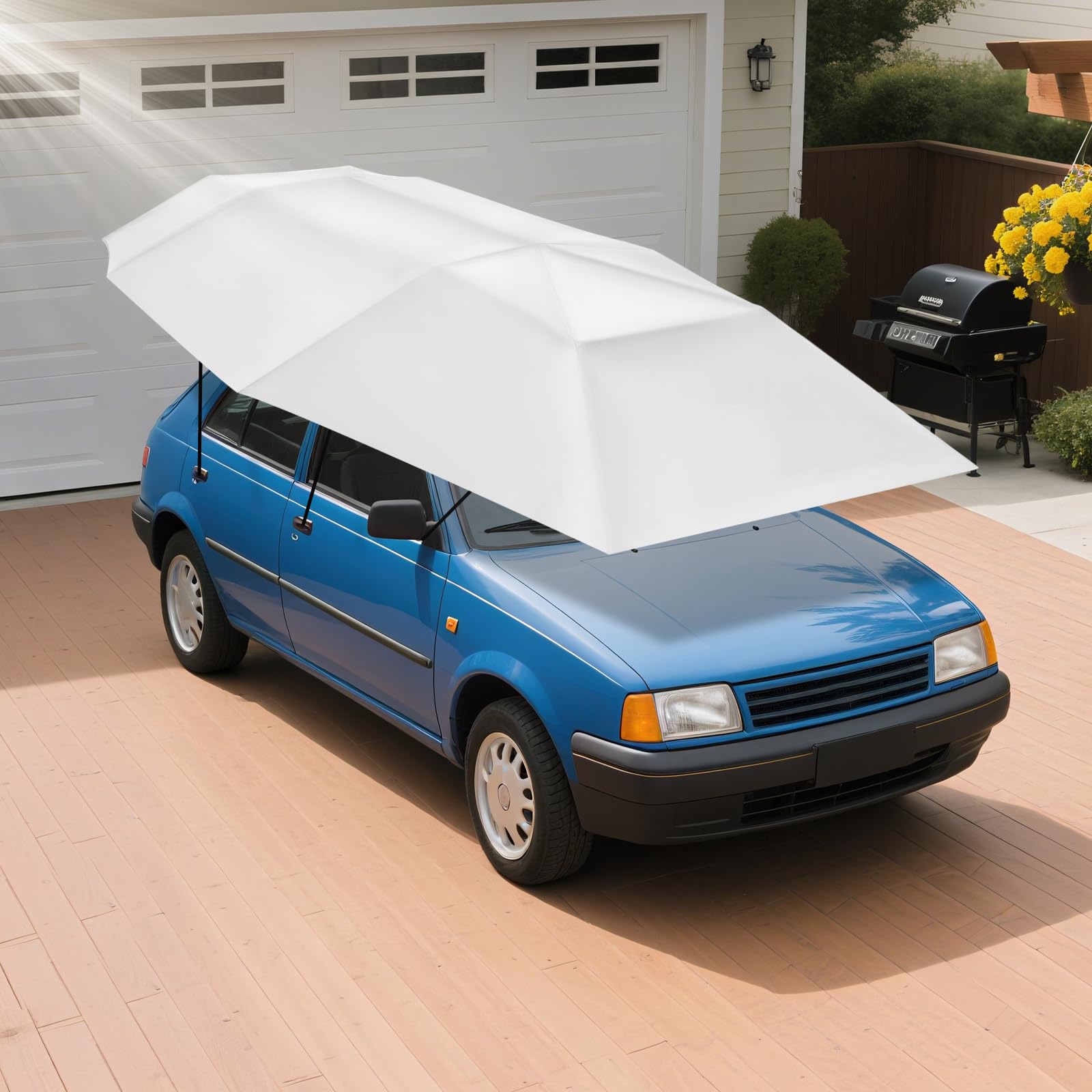 Tente de Toit pour Voiture Pare Soleil de Voiture Semi-Automatique | Pare-Soleil Télescopique à Isolation abri d'auto mobile plié, auvent de protection automobile parasol extérieur, 4,6 x 2,3 m