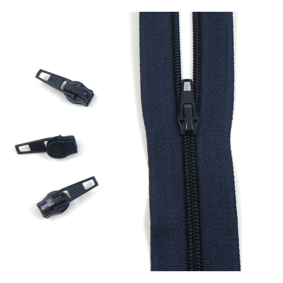 Beads4crafts Navy H330 25 Metres + 50 Sliders No.3 Continuous Zip With Auto Lock Slider 25 Colours Zippers Cushions Upholstery (Navy H330)