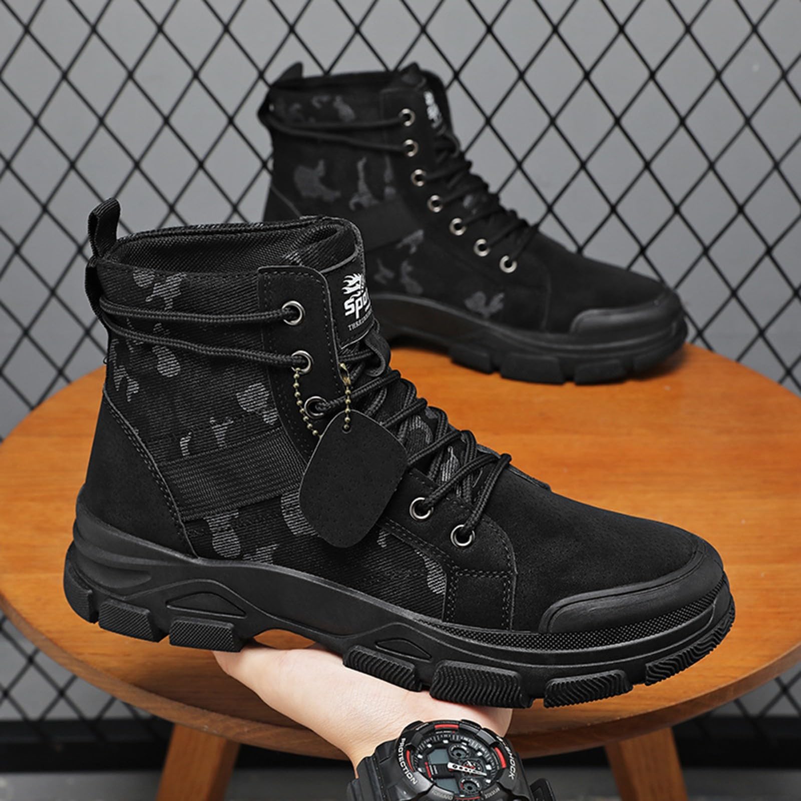 Generisch Bottes de randonnée pour homme - Imperméables - Bottes de trekking - Ultra légères - Chaussures de travail tactiques militaires - Chaussures d'extérieur pointues au désert - Chaussures de