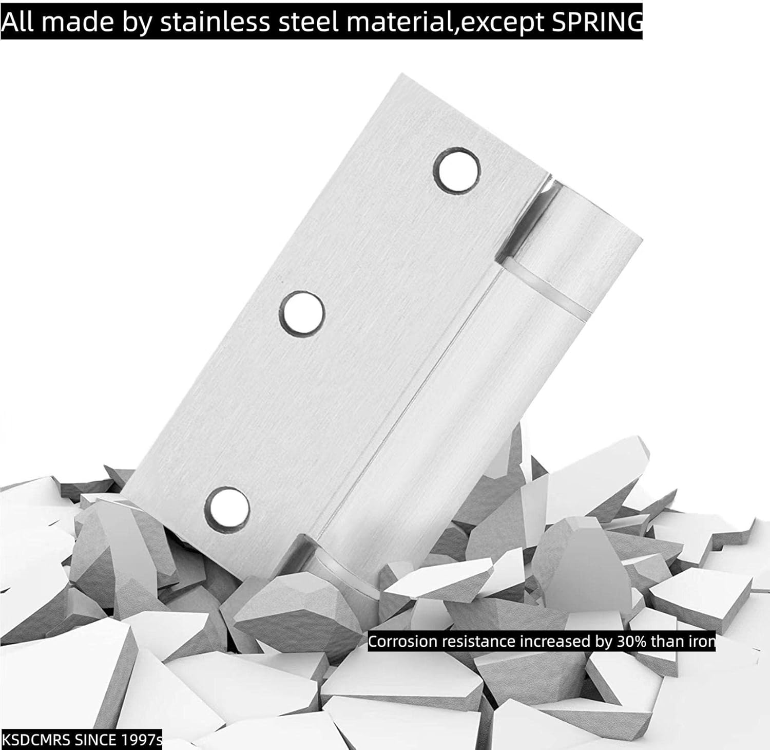 3.5" Self Closing Stainless Steel Hinges,3-1/2 inch x 3 1/2 Inch Heavy Duty Spring Loaded Automatic Adjustable to Close Door Hinge with Square Corner (Silver-2PACK)