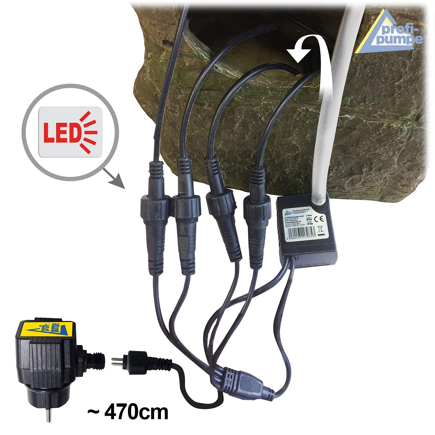 Gartenbrunnen Brunnen Zierbrunnen Zimmerbrunnen Springbrunnen Brunnen mit LED-Licht 230V Wasserfall Wasserspiel für Garten, Gartenteich, Terrasse, Balkon Sehr Dekorativ (7-GB02178-4)