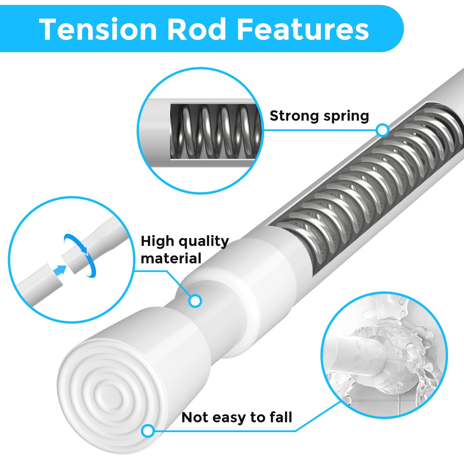 Snapklik.com : White Tension Curtain Rod 17-41inch Adjustable Small ...