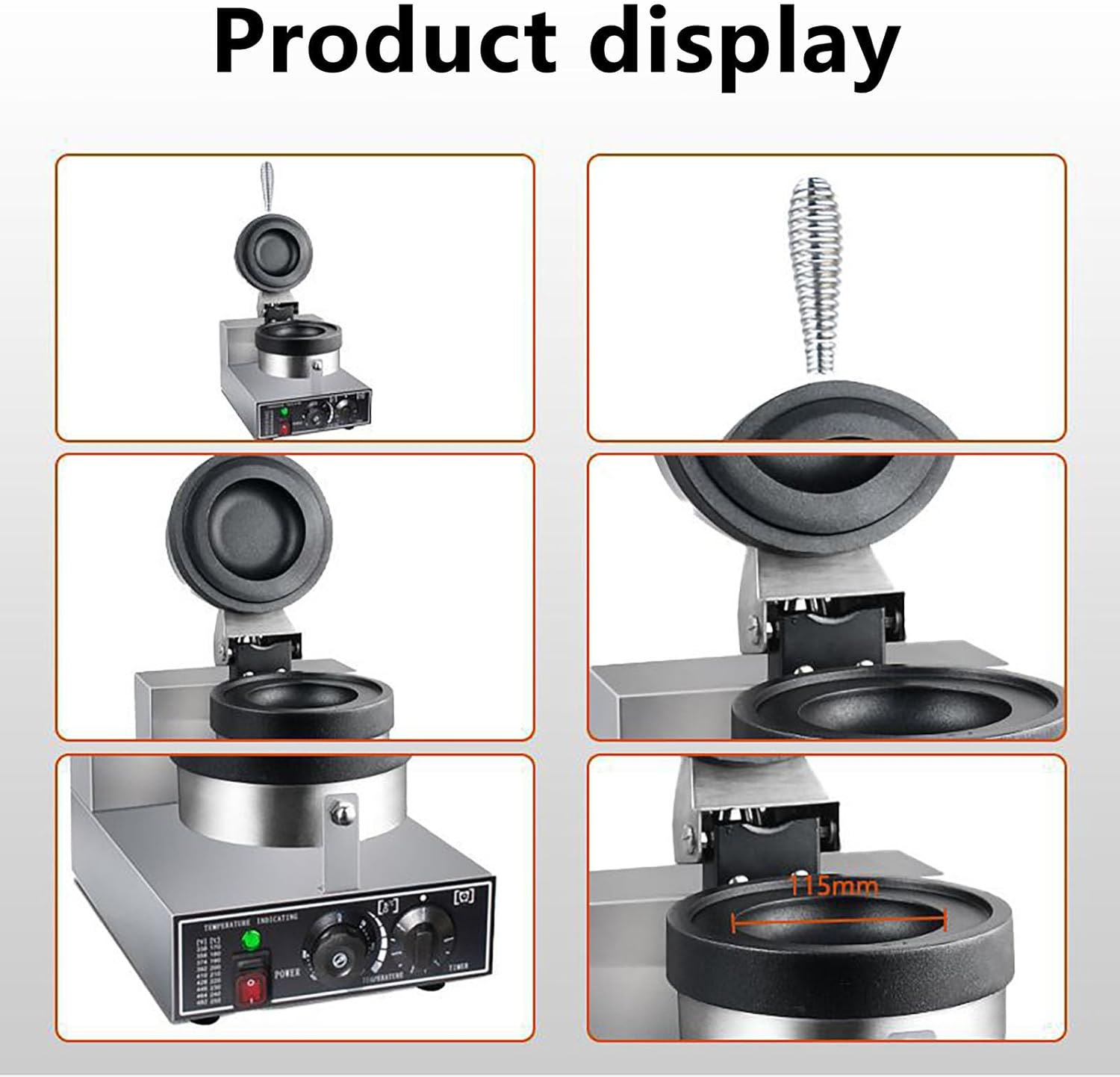 Commercial Burger Waffle Maker, 1200W Electric Panini Press Burger Machine, 50-300℃ Ajustable Temperature,Double-sided Heating, Non Stick Coating,for Home & Commercial