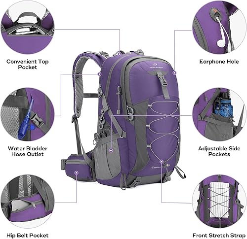 Vista 54 de Maelstrom Mochila de senderismo, mochila de camping, mochila de senderismo impermeable de 50 litros con cubierta para lluvia, mochila de viaje 50L